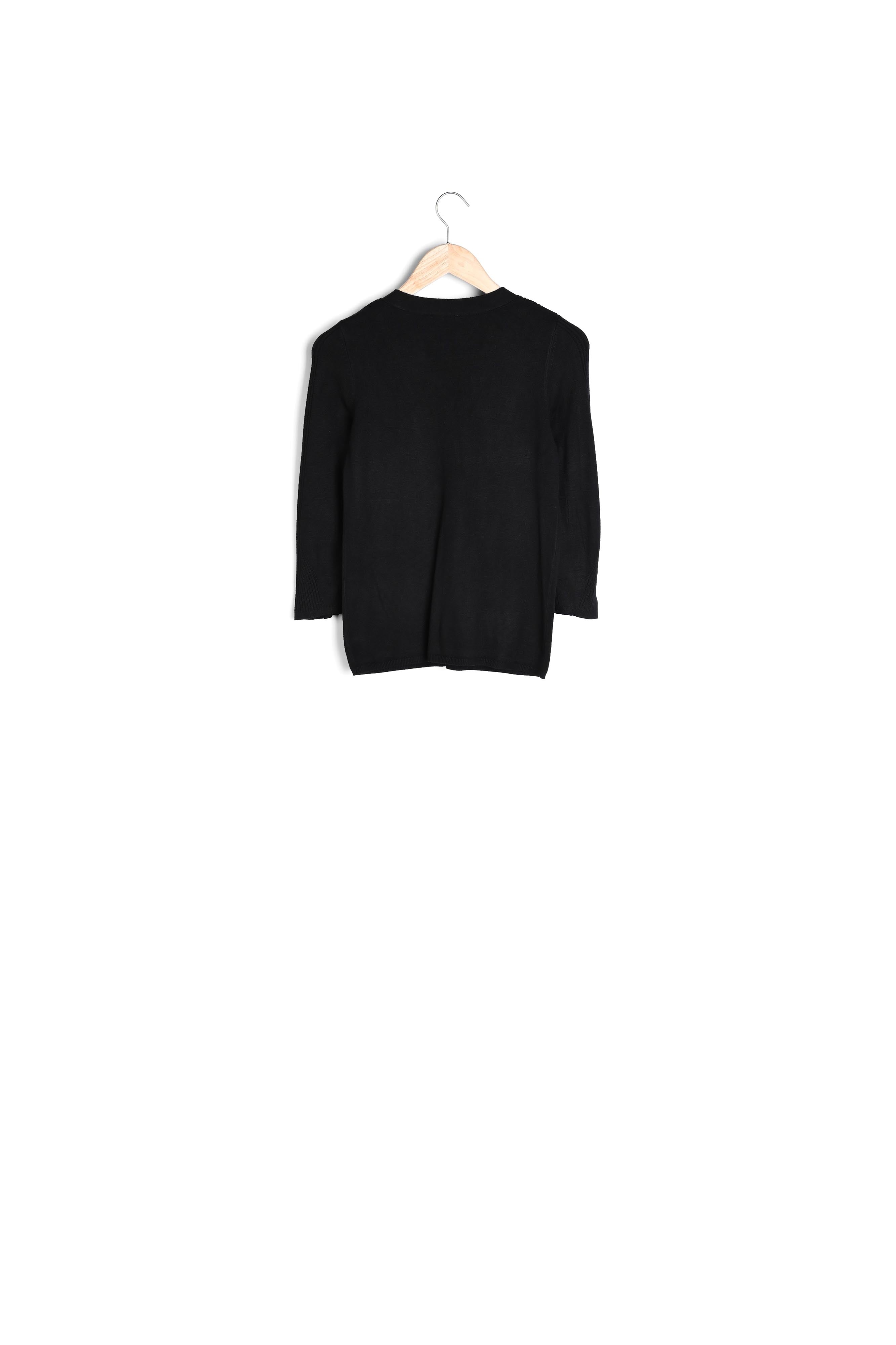 Pull noir jersey et côte Fabienne Faume - seconde main