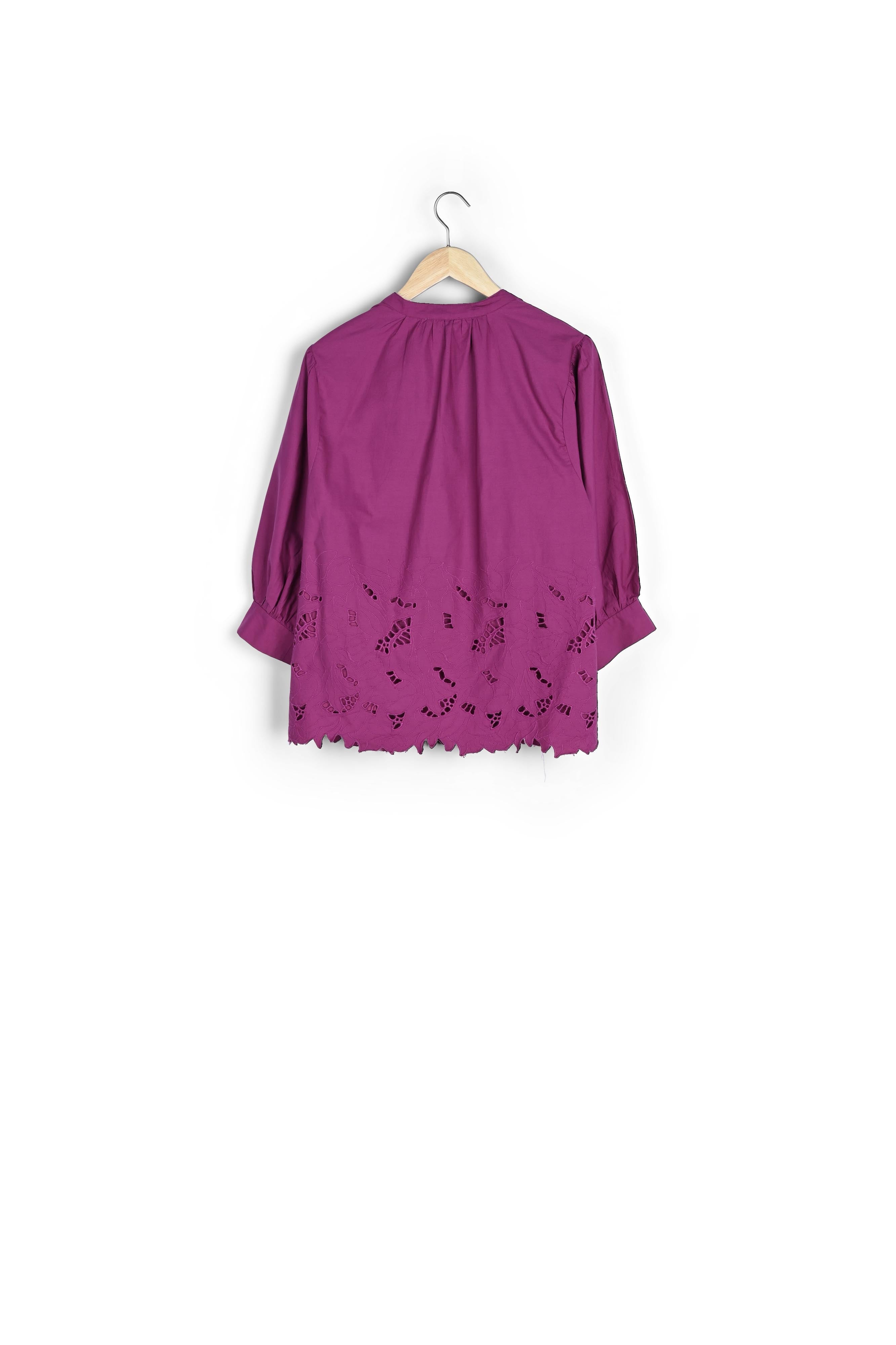 Blouse brodée à manches ballons fuchsia Aaron Faume - seconde main