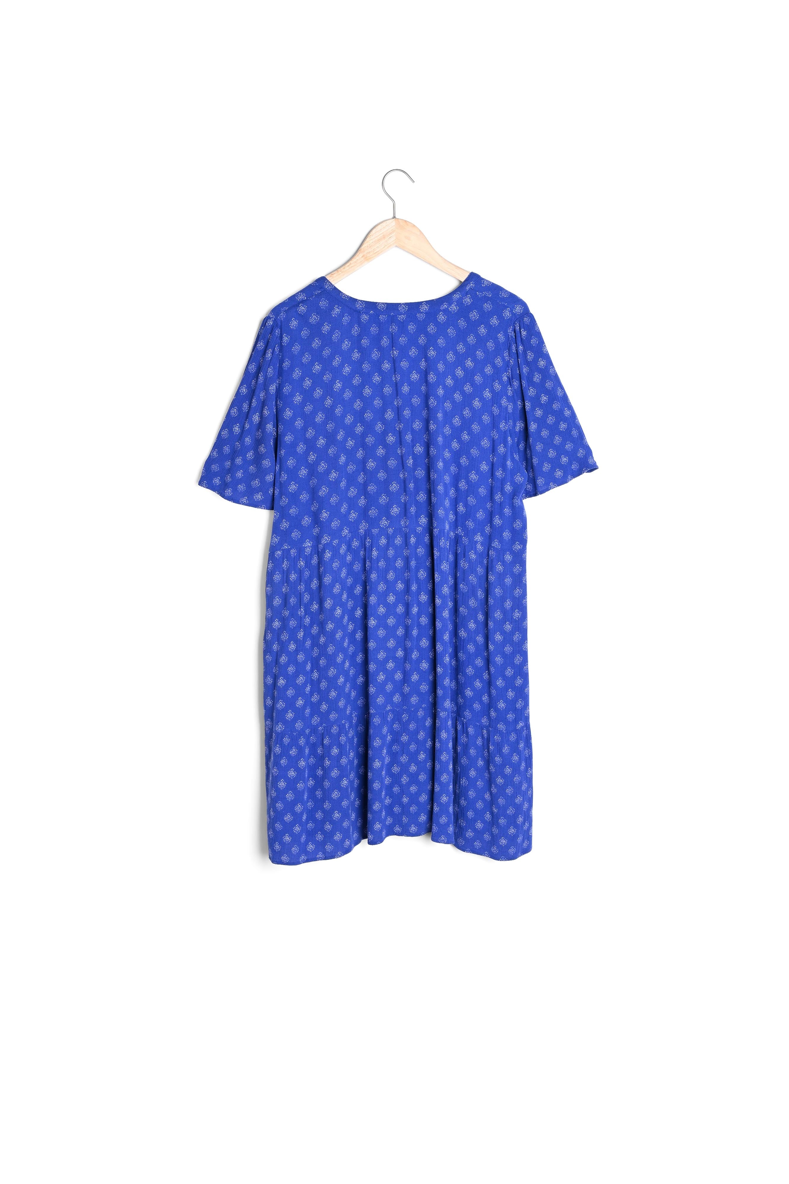 Robe mi-longue fluide imprimée myosotis Laure Faume - seconde main