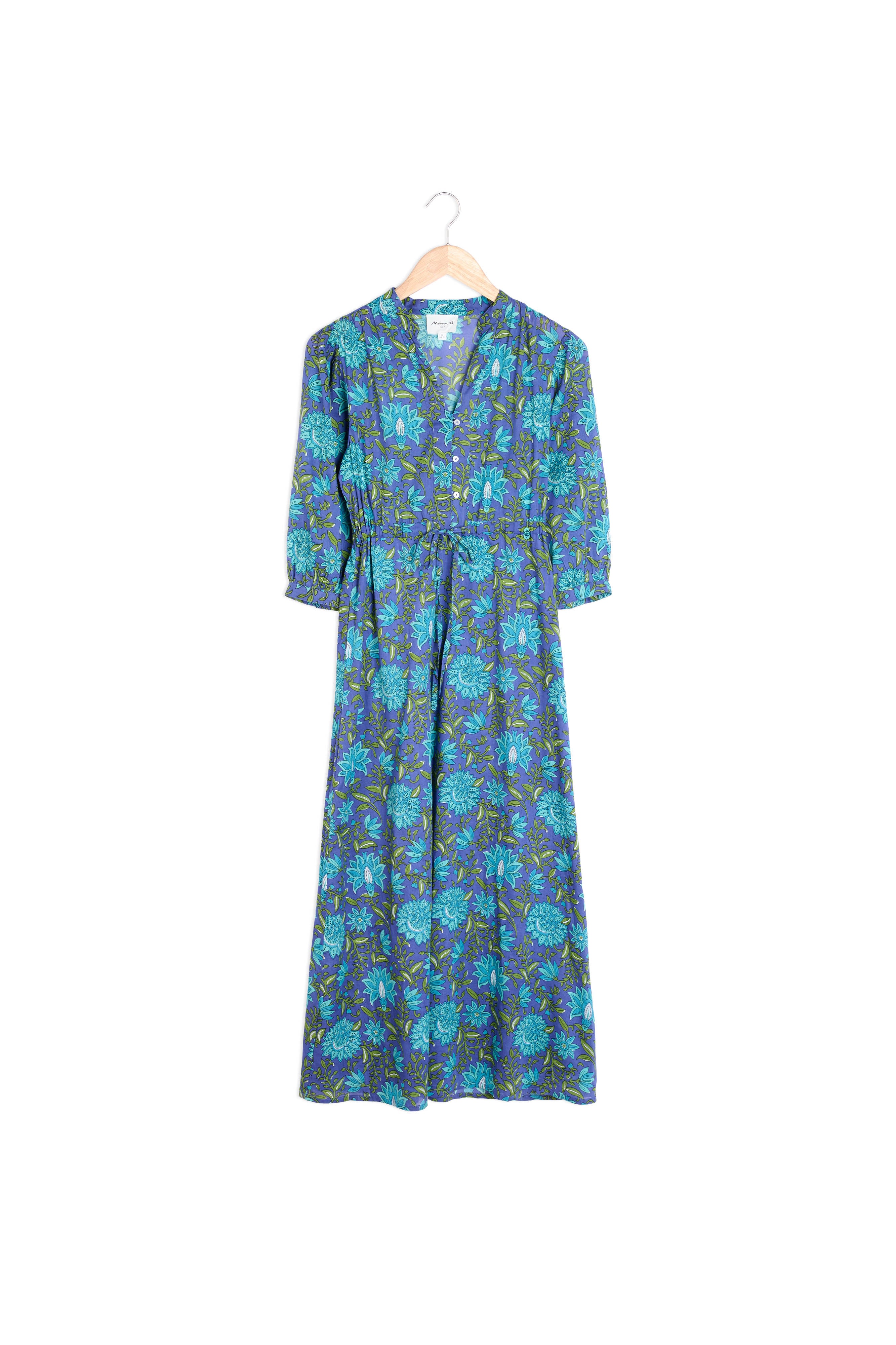 Robe longue en coton imprimé marine Harmony Faume - seconde main