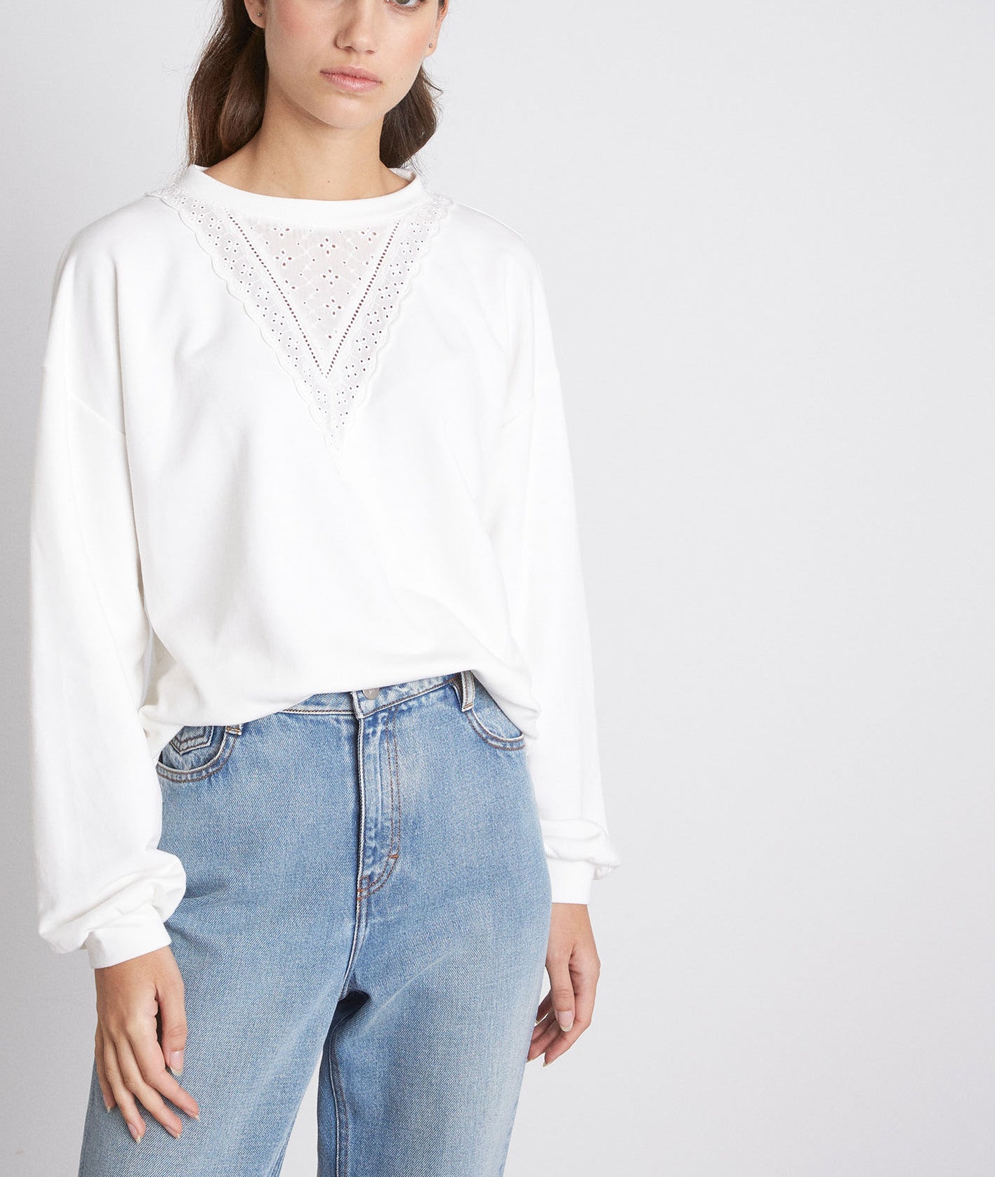 Sweat-shirt en coton brodé blanc Manon Faume - seconde main