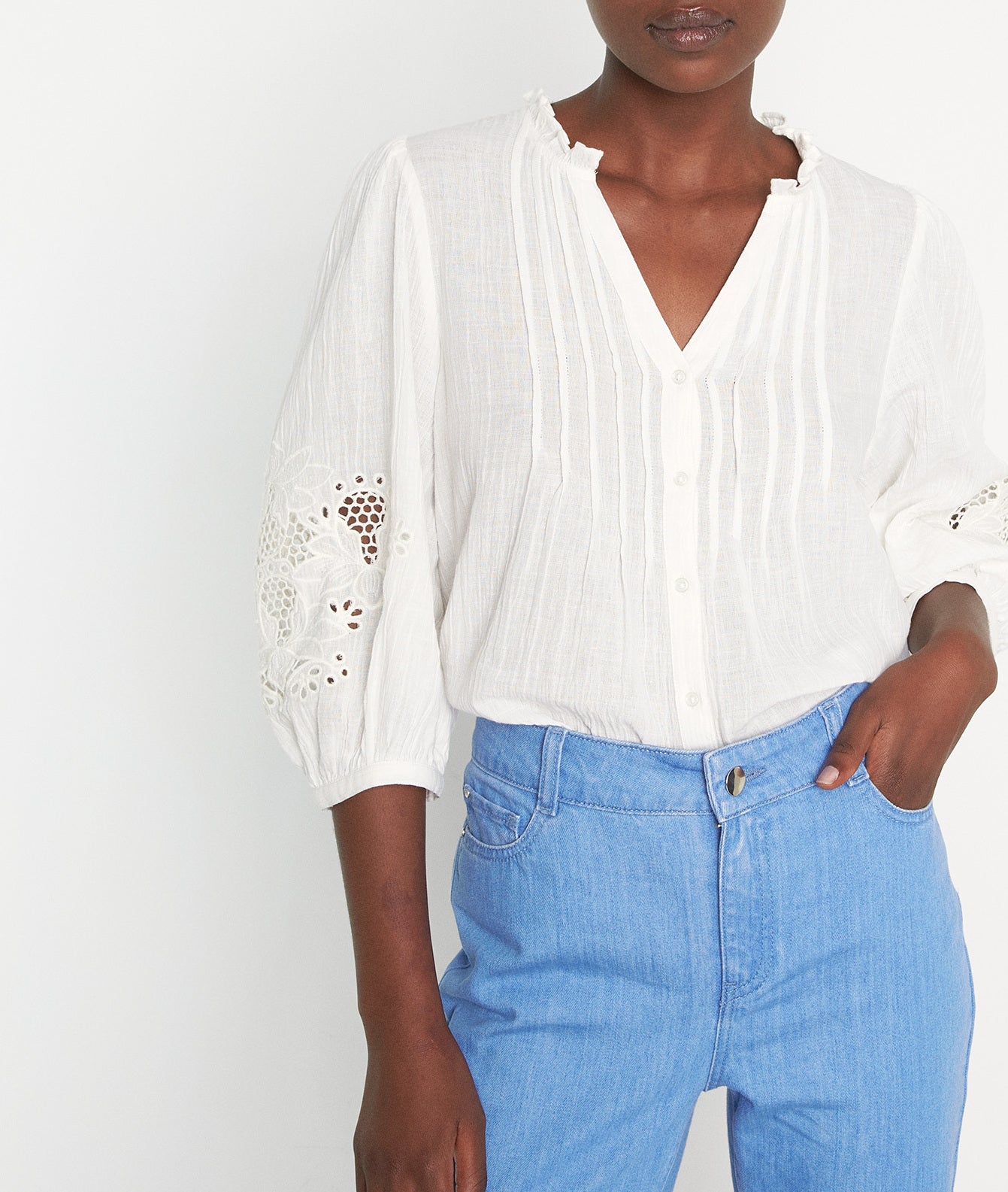 Blouse en coton uni blanc Lynne Faume - seconde main