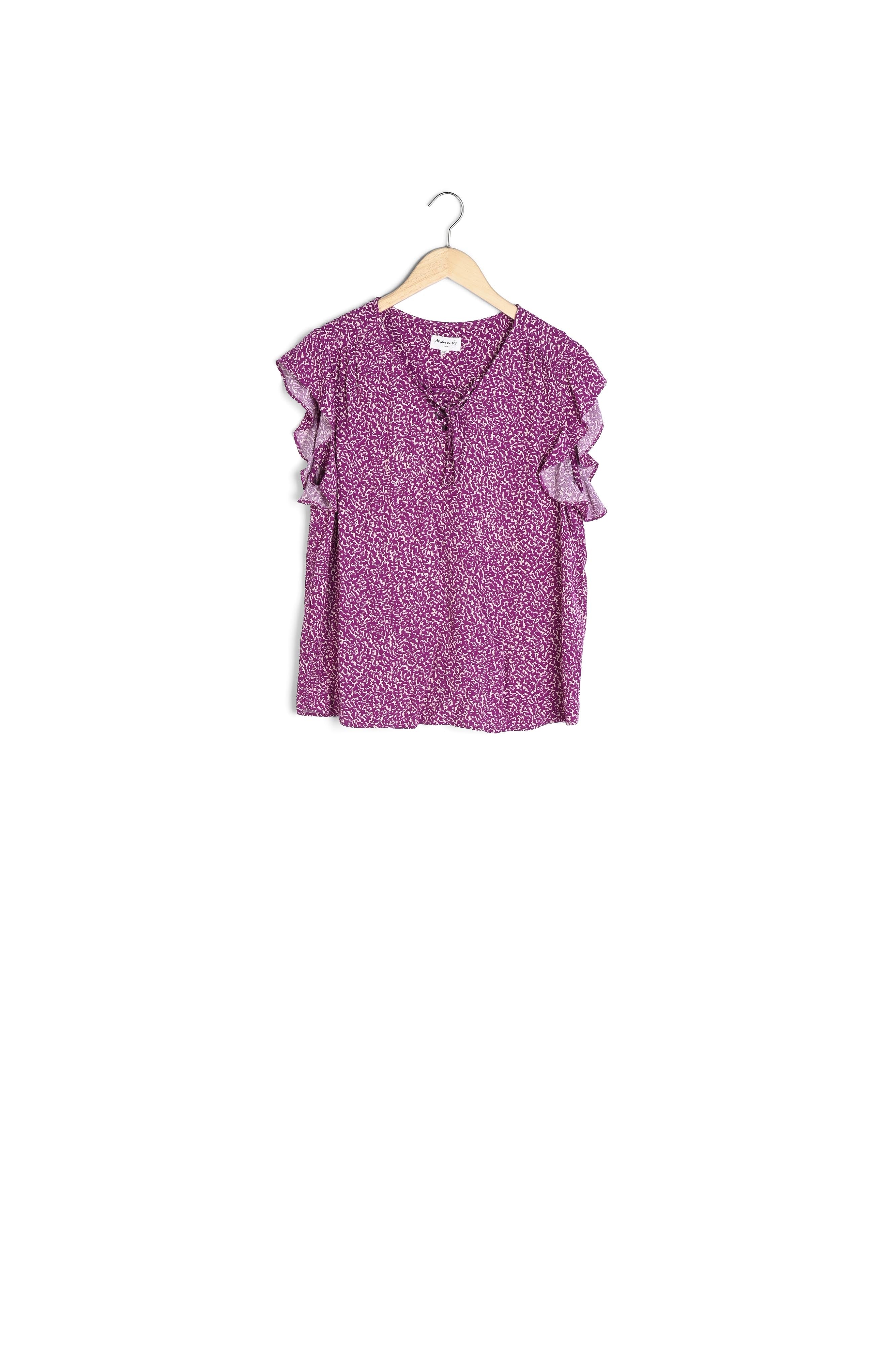 Top fluide à manches volantées imprimé fuchsia Albanne Faume - seconde main