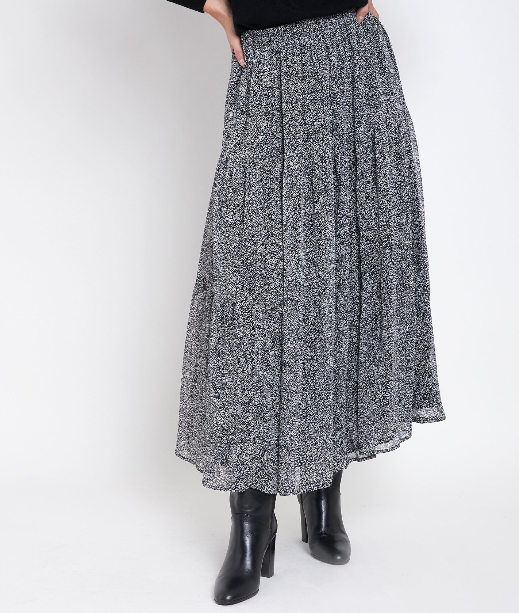 Jupe longue imprimé tacheté Ginko Faume - seconde main