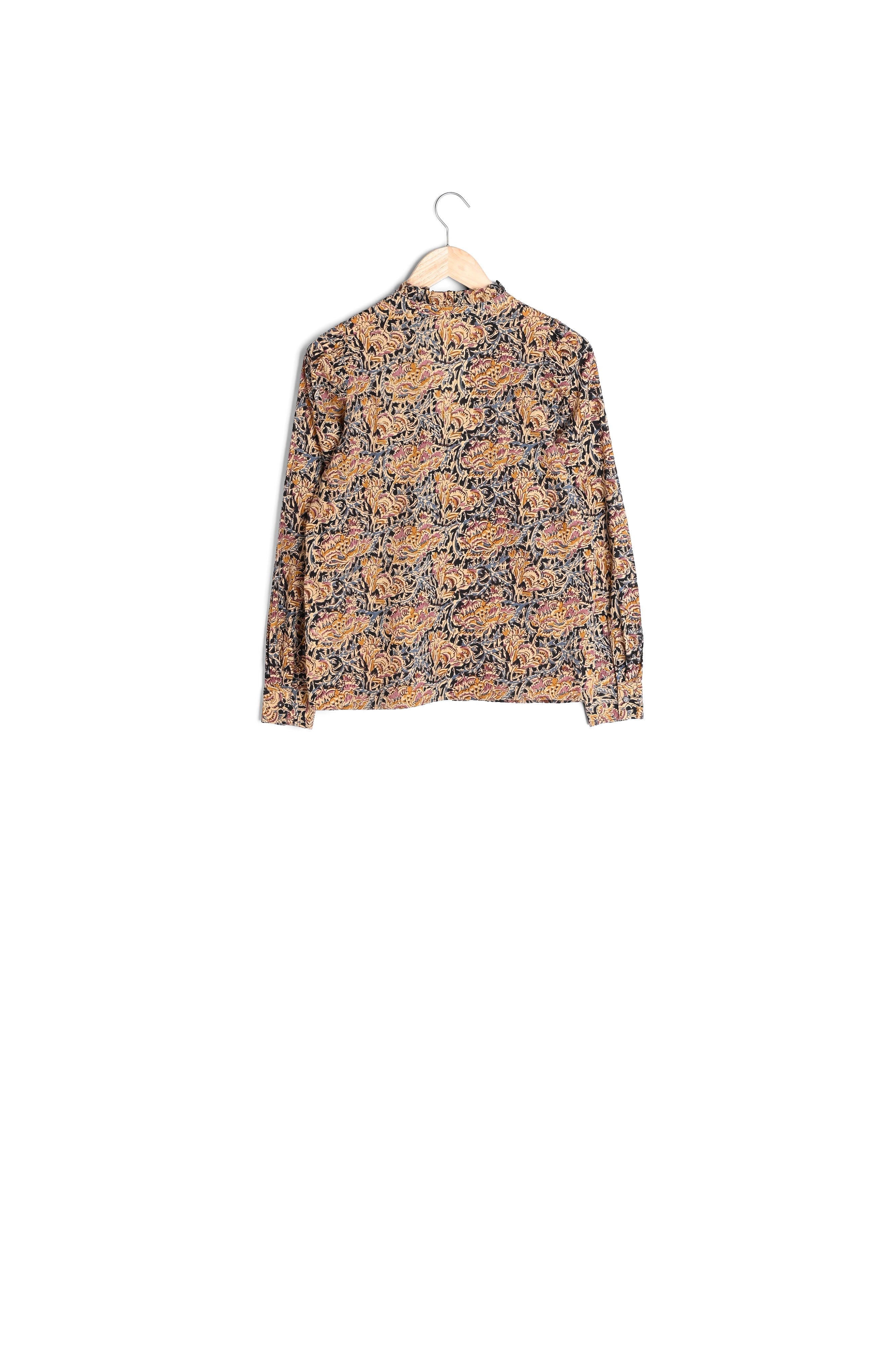 Chemisier fleuri en coton ocre CAROLINE Faume - seconde main