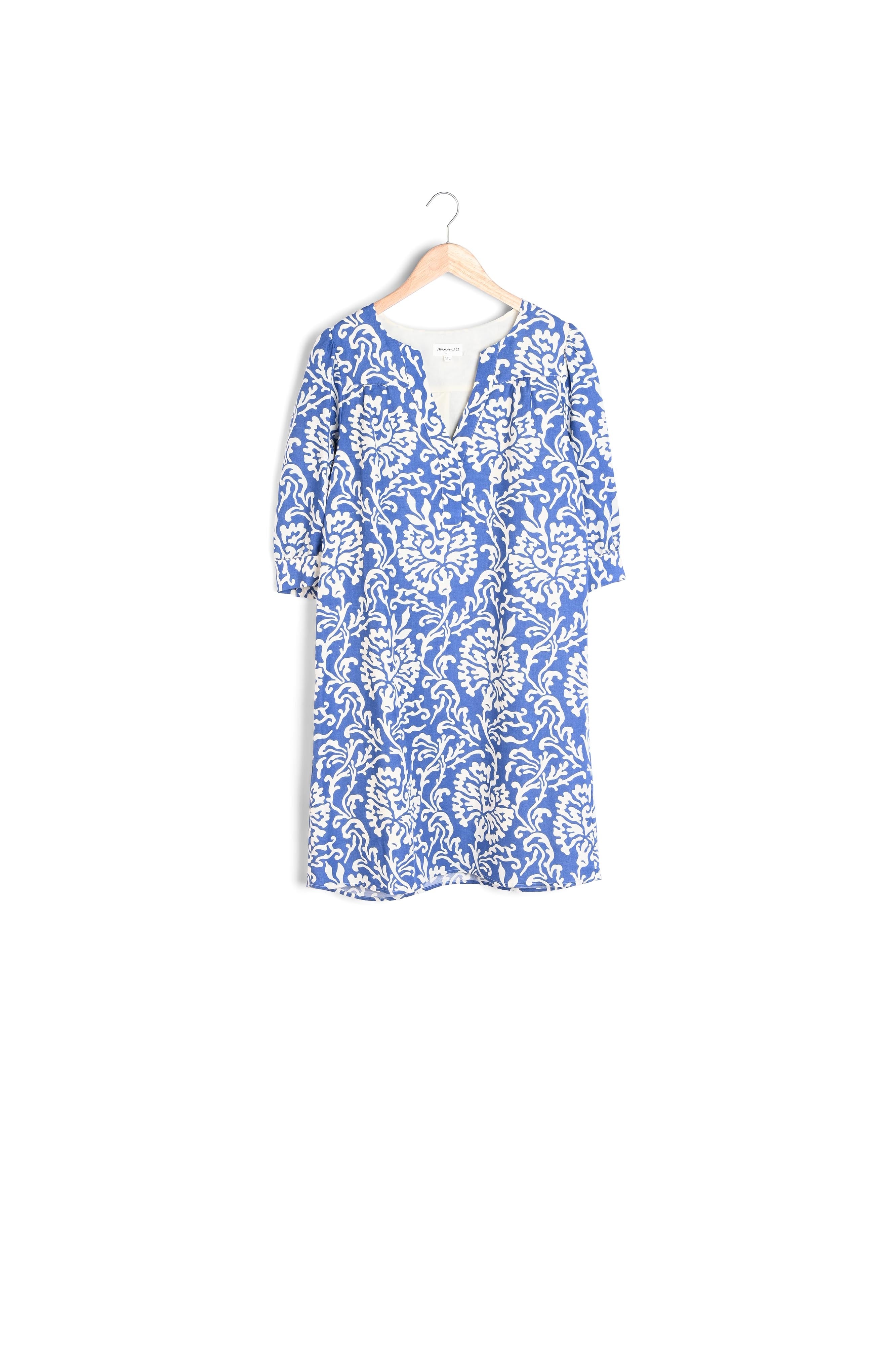 Robe courte droite imprimée bleu ciel Nassima Faume - seconde main