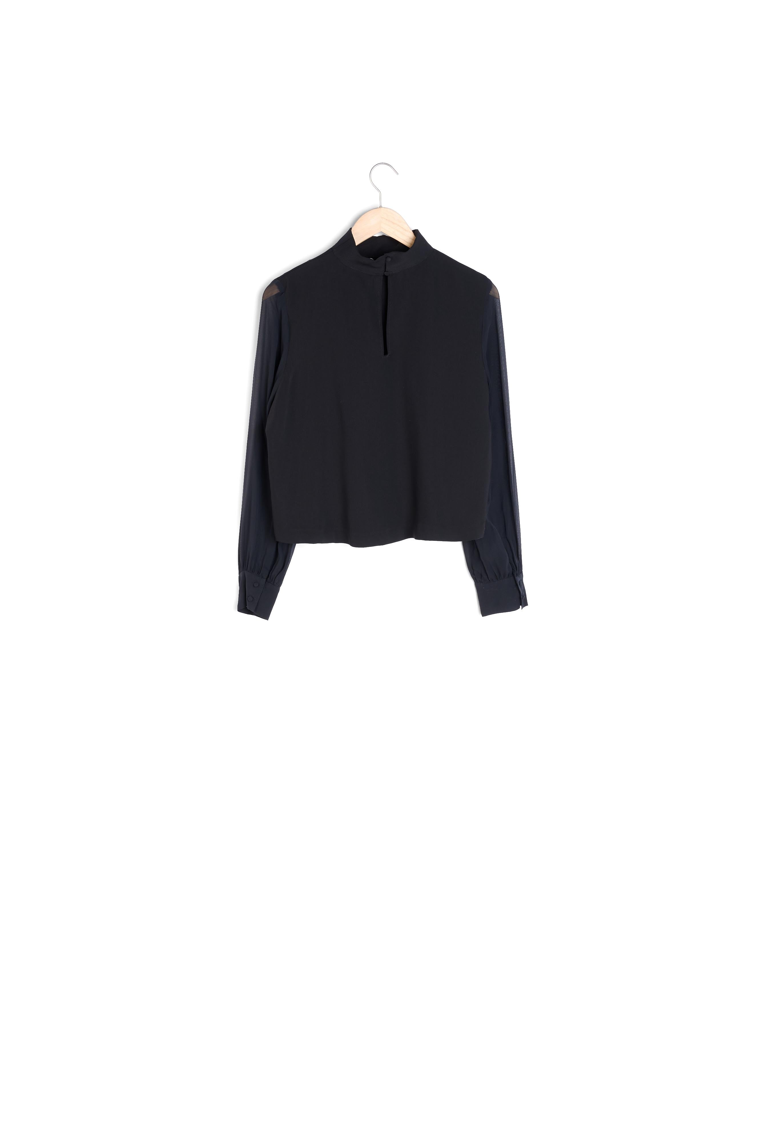 Resap x Maison 123 Blouse en polyester et soie noire Cassie Faume - seconde main