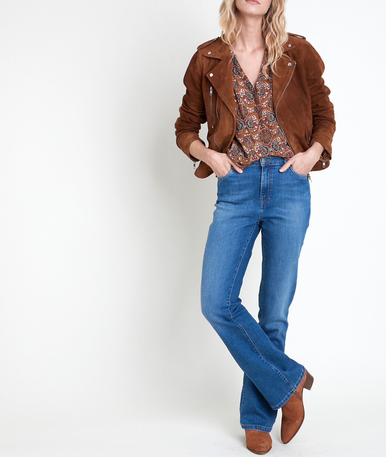 Veste en cuir velours camel Tommy Faume - seconde main