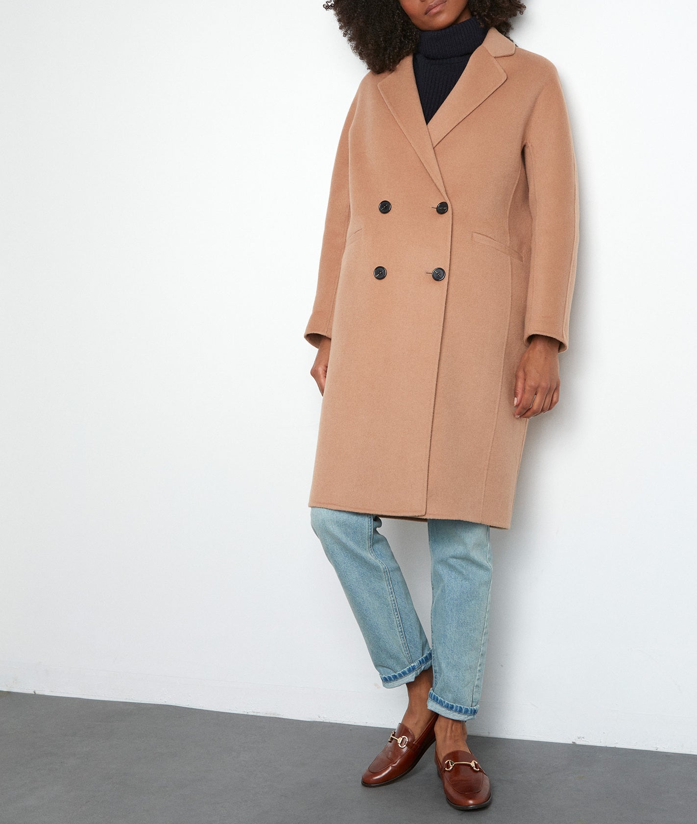 Manteau en laine texturé beige Lina Faume - seconde main