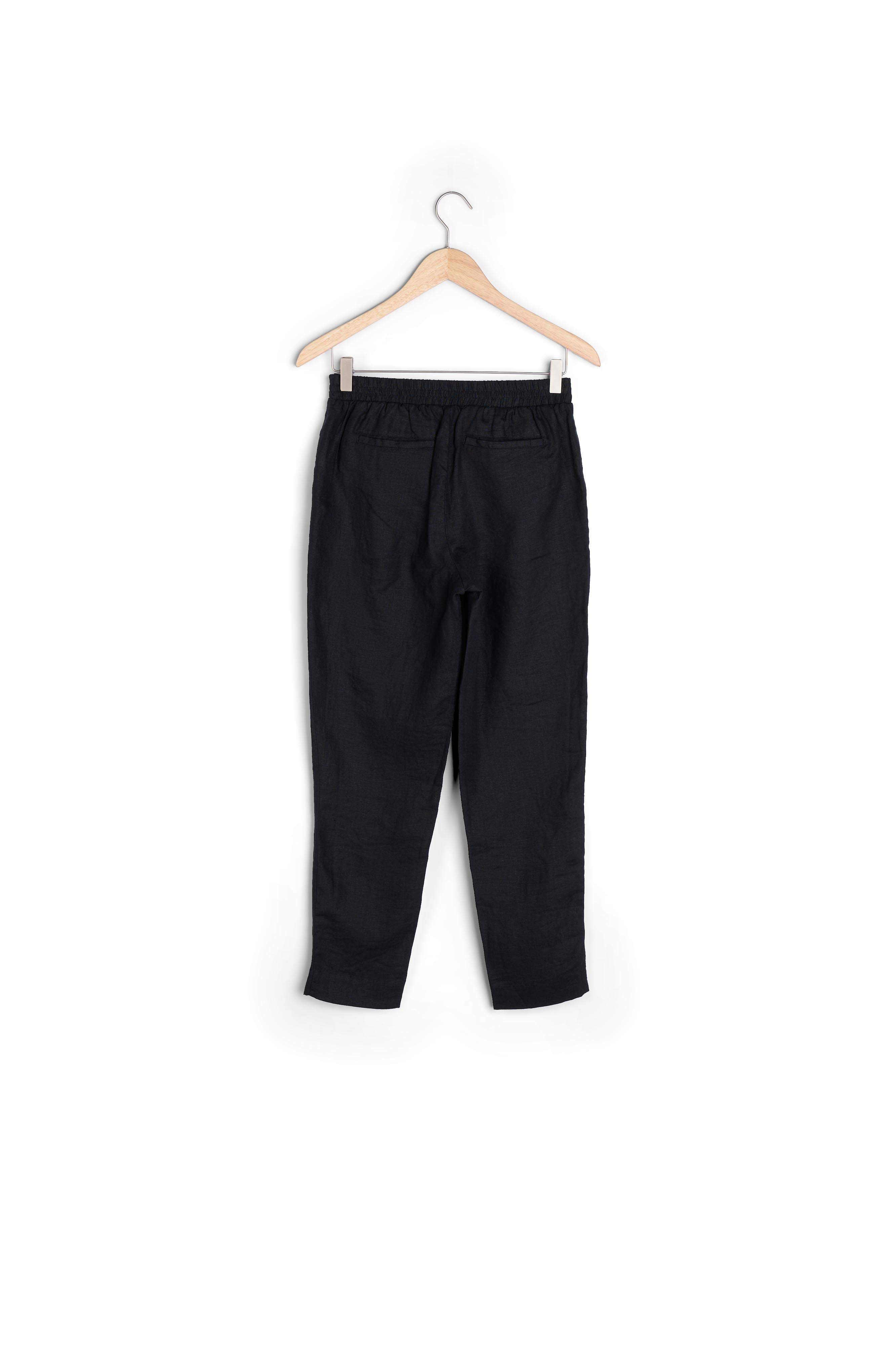 Pantalon carotte noir en lin certifié Flynn Faume - seconde main