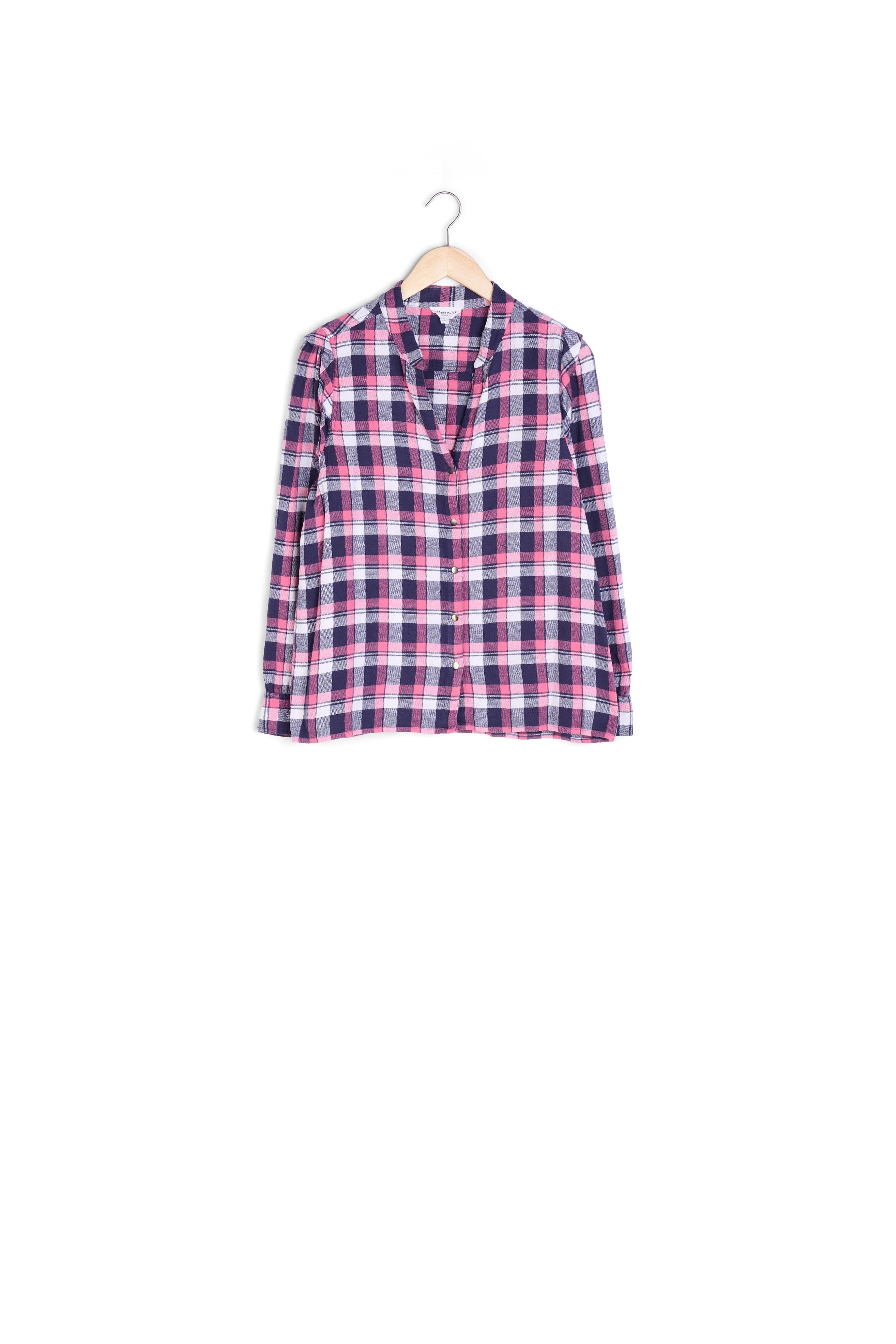 Chemise en coton à carreaux marine et rose Adam Faume - seconde main