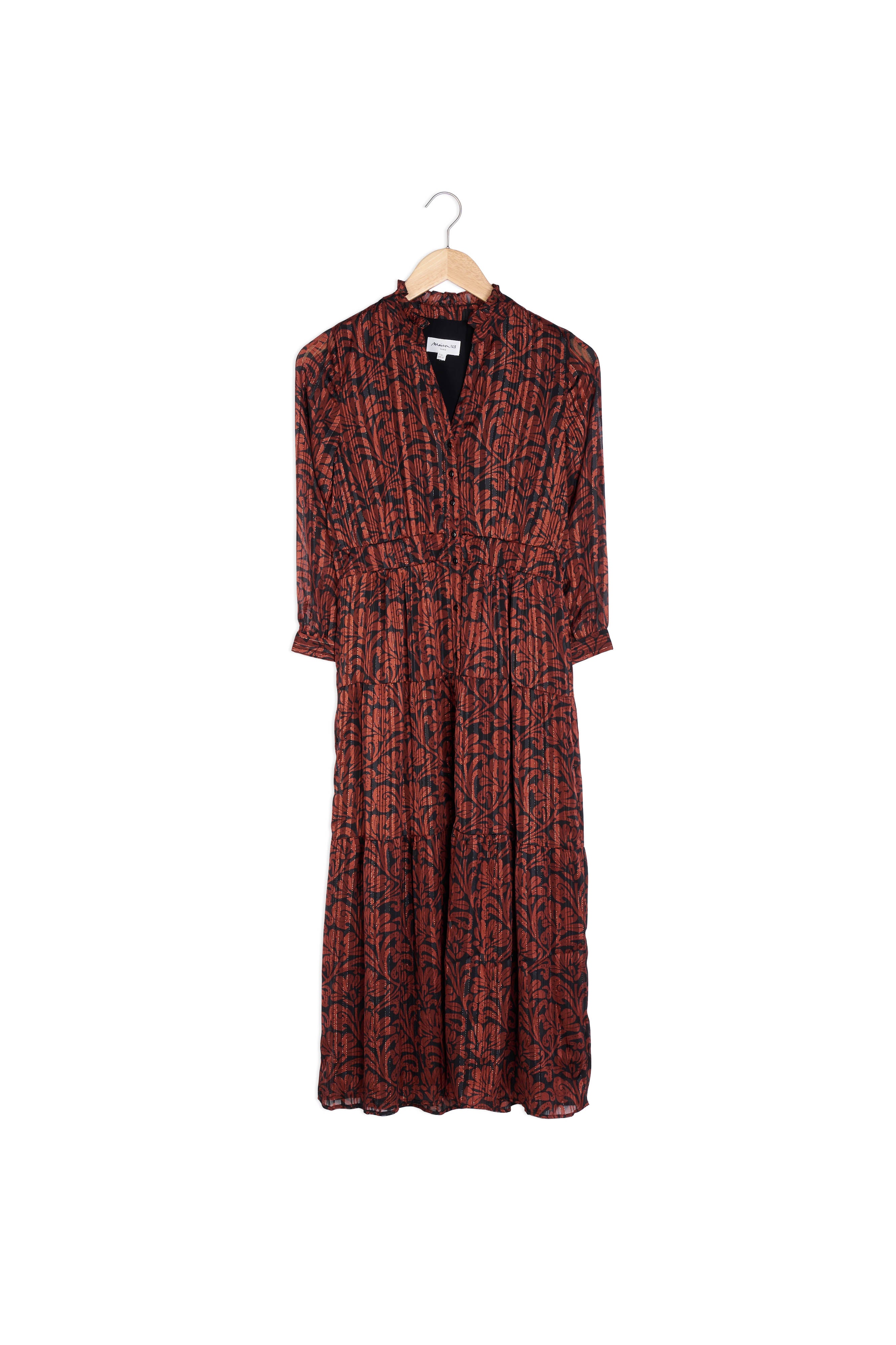 Robe longue imprimée brique Carola Faume - seconde main