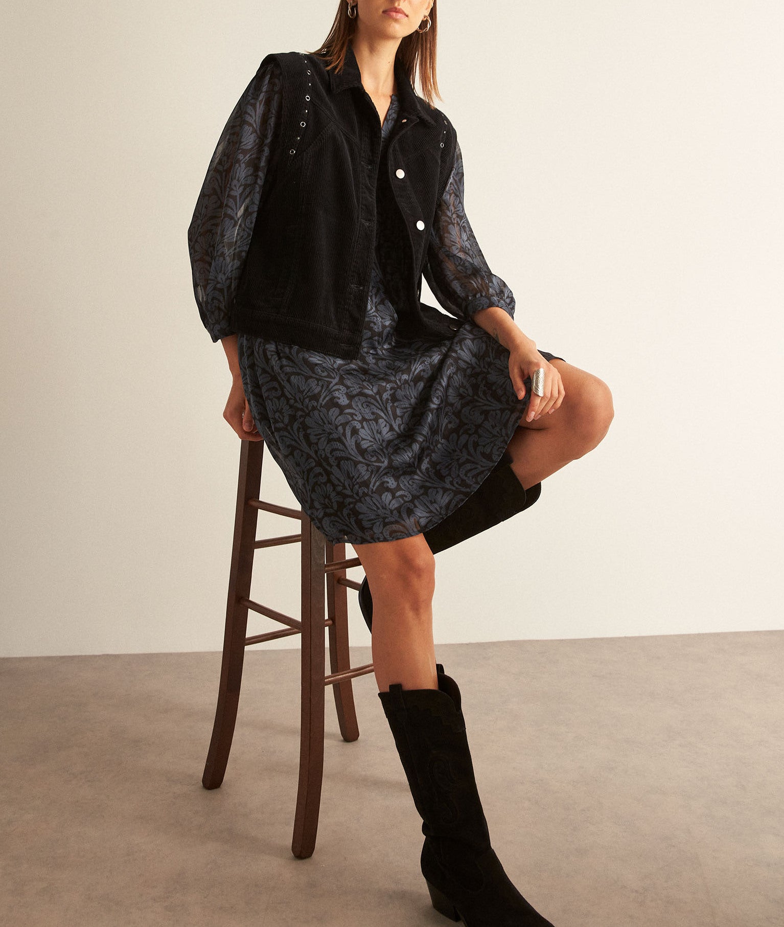 Robe courte imprimée bleue Calypso Faume - seconde main