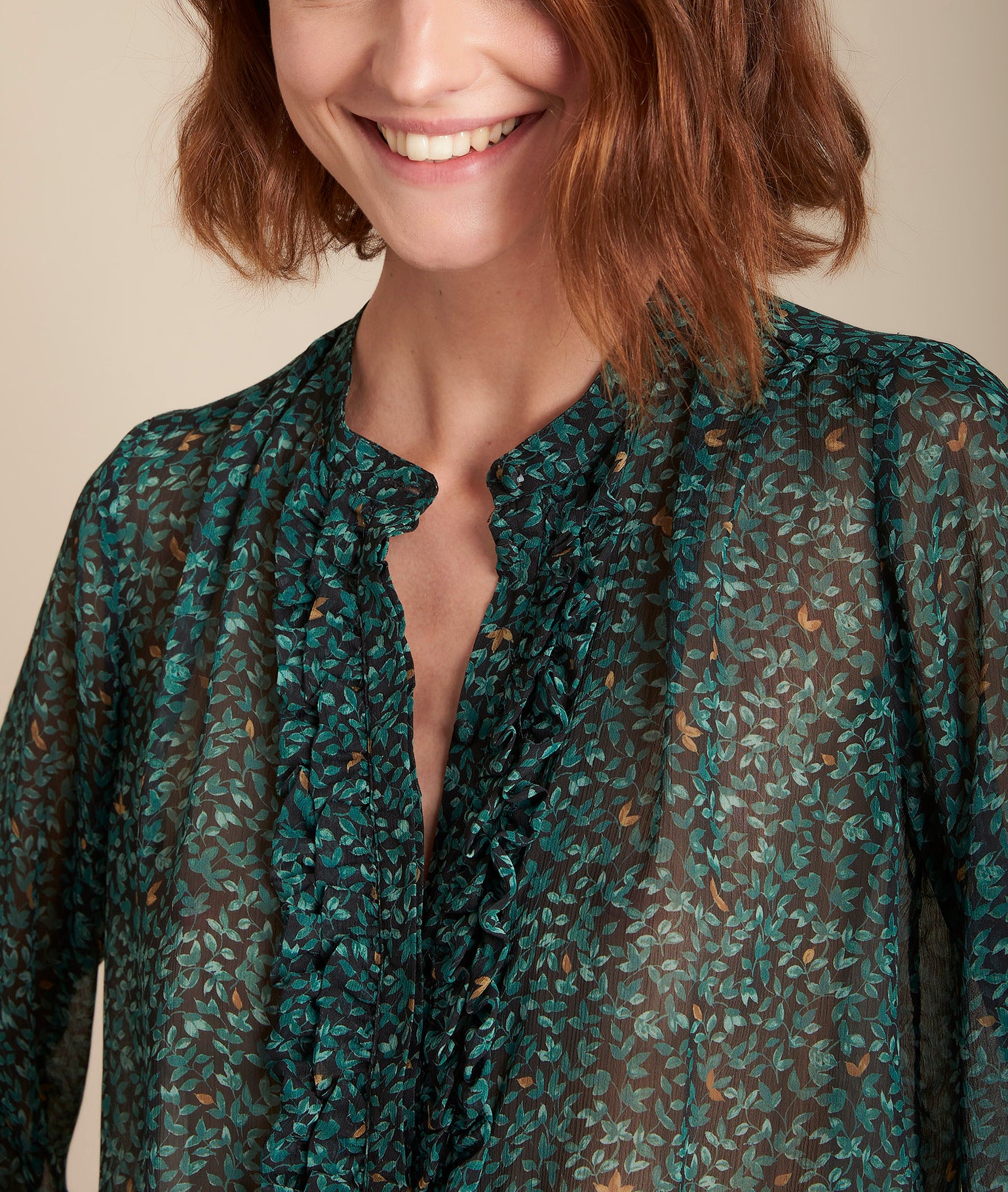 Blouse imprimé feuille Maggie Faume - seconde main