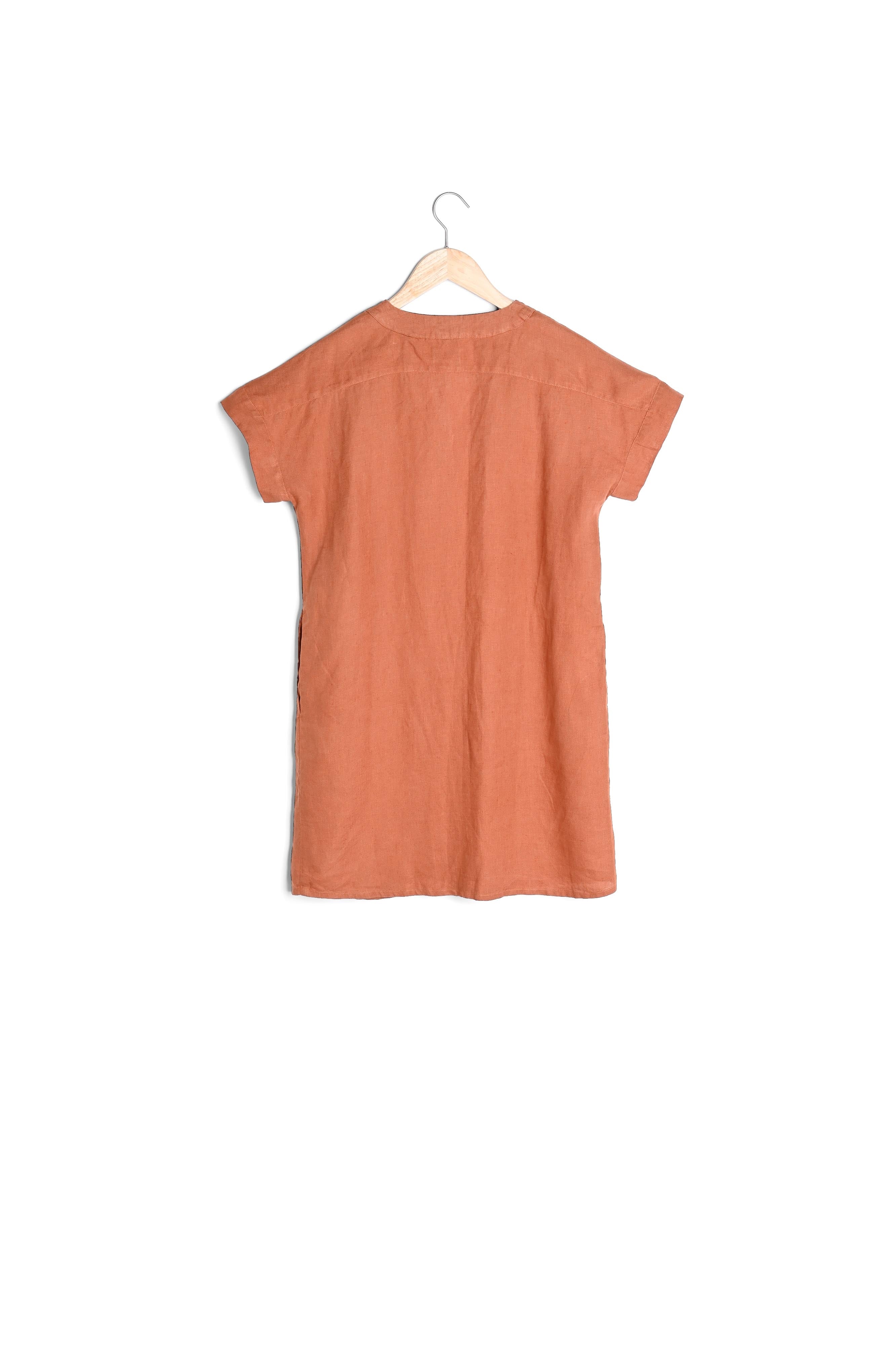 Robe courte en lin responsable bois de rose Nadine Faume - seconde main