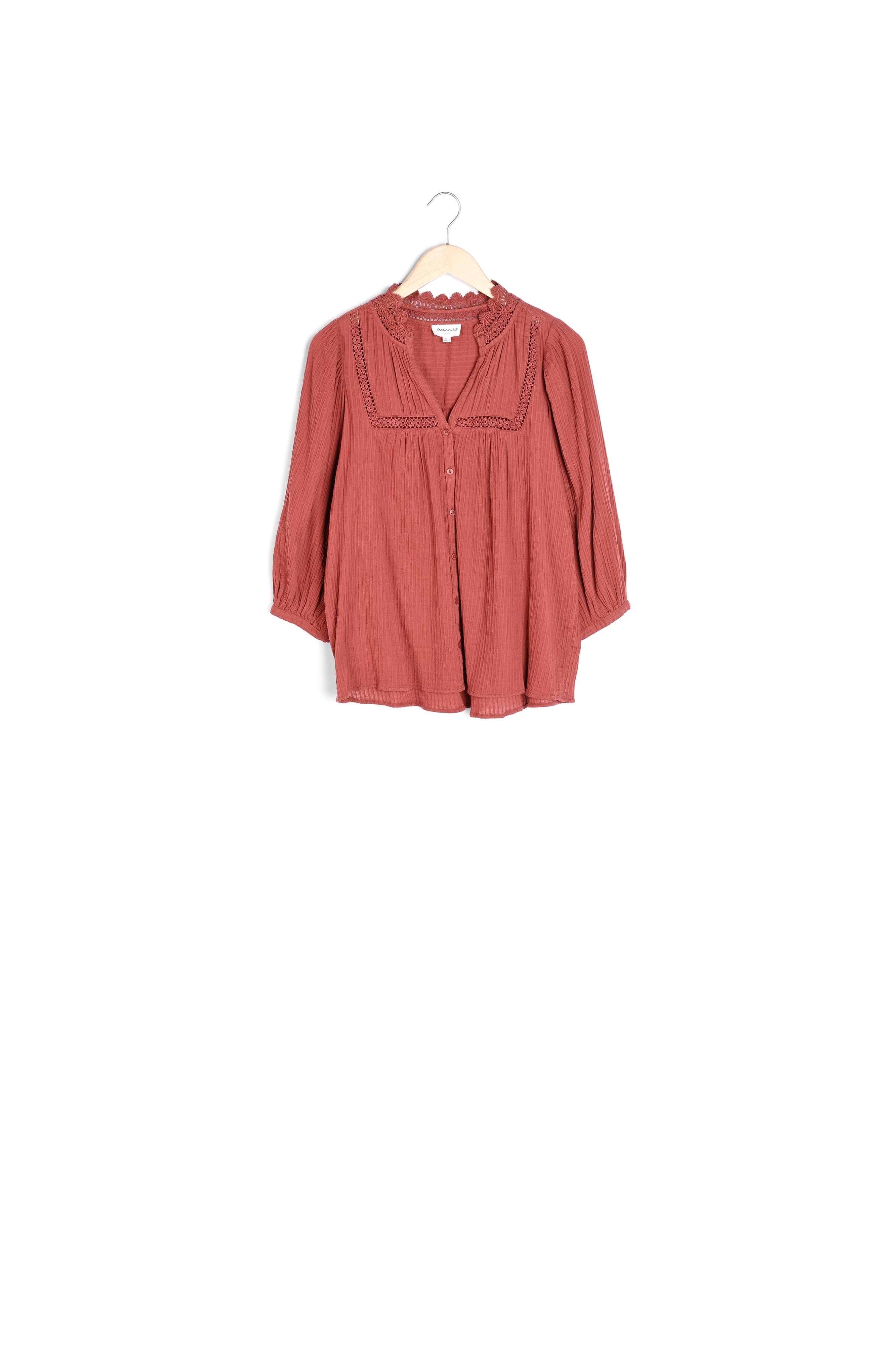 Blouse en gaze de coton brique Clara Faume - seconde main