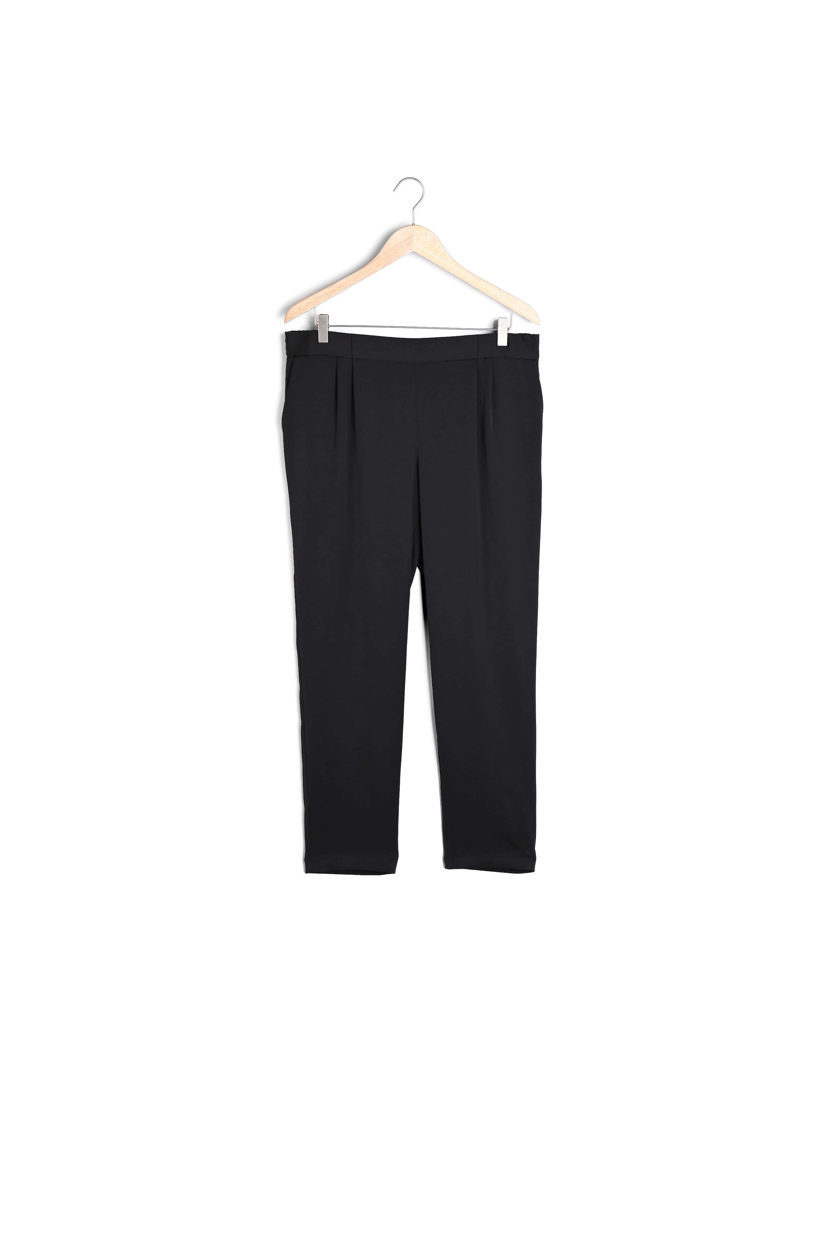 Pantalons de tailleur en satin noir Flynn Faume - seconde main