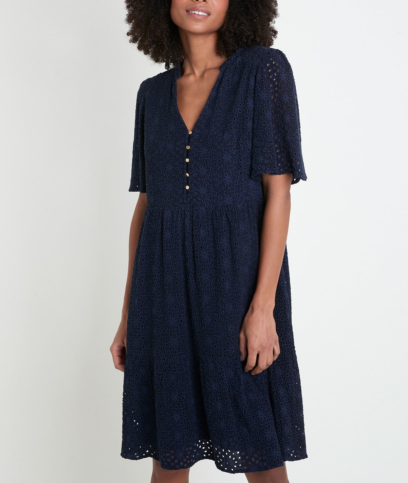 Robe marine brodée Nara Faume - seconde main