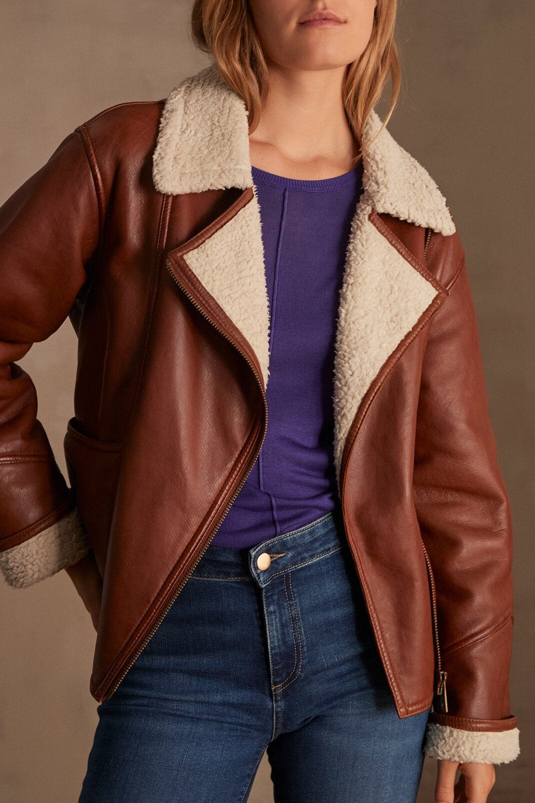 Bombardier en cuir FOLIO Faume - seconde main