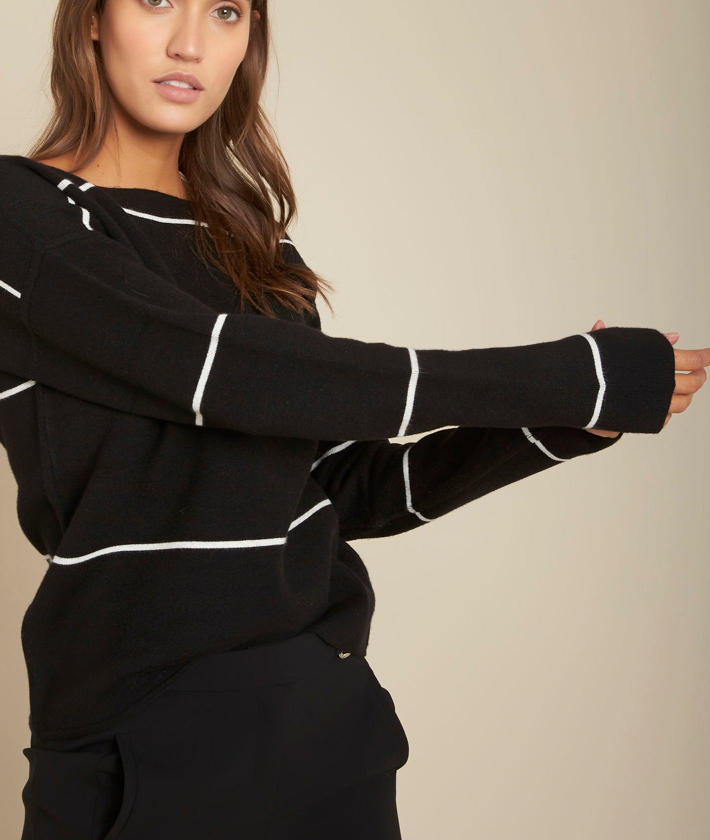 Pull noir rayé Face Faume - seconde main