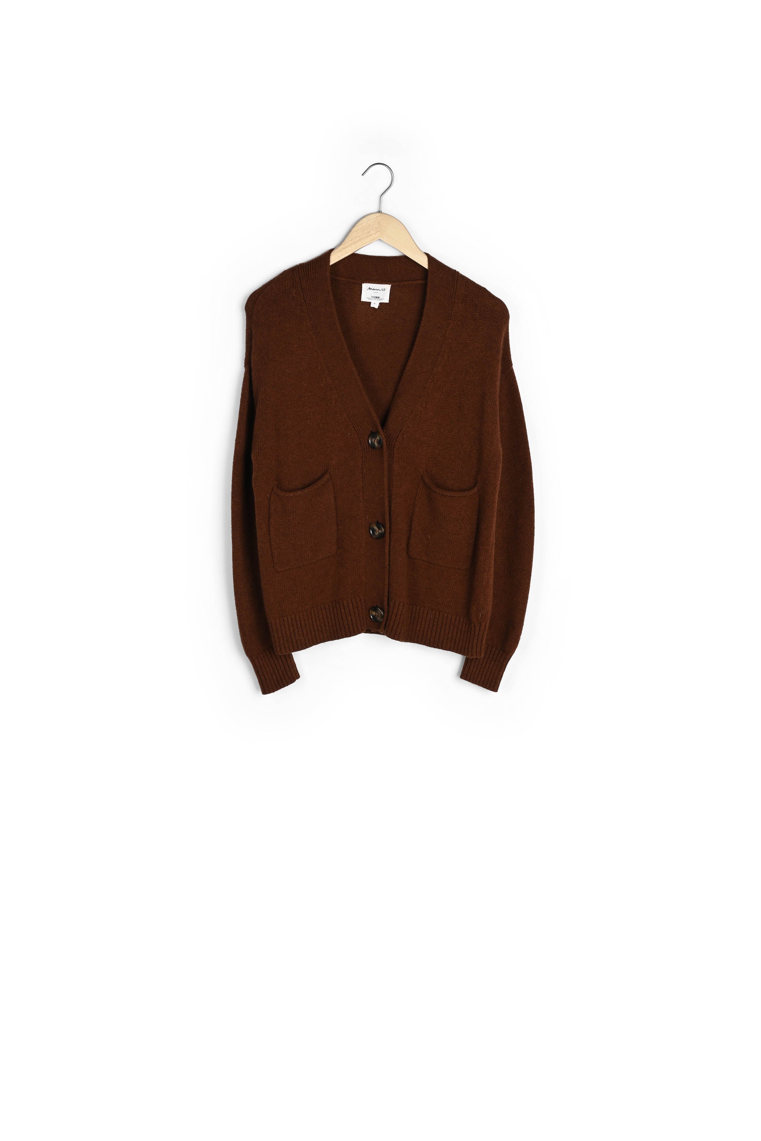 Cardigan en laine responsable et yack chocolat Bella Faume - seconde main