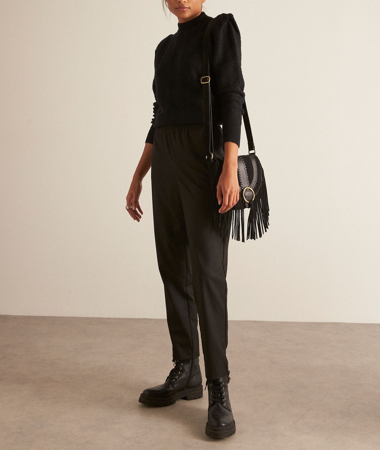 Pantalon cigarette finement rayé marron Drice Faume - seconde main