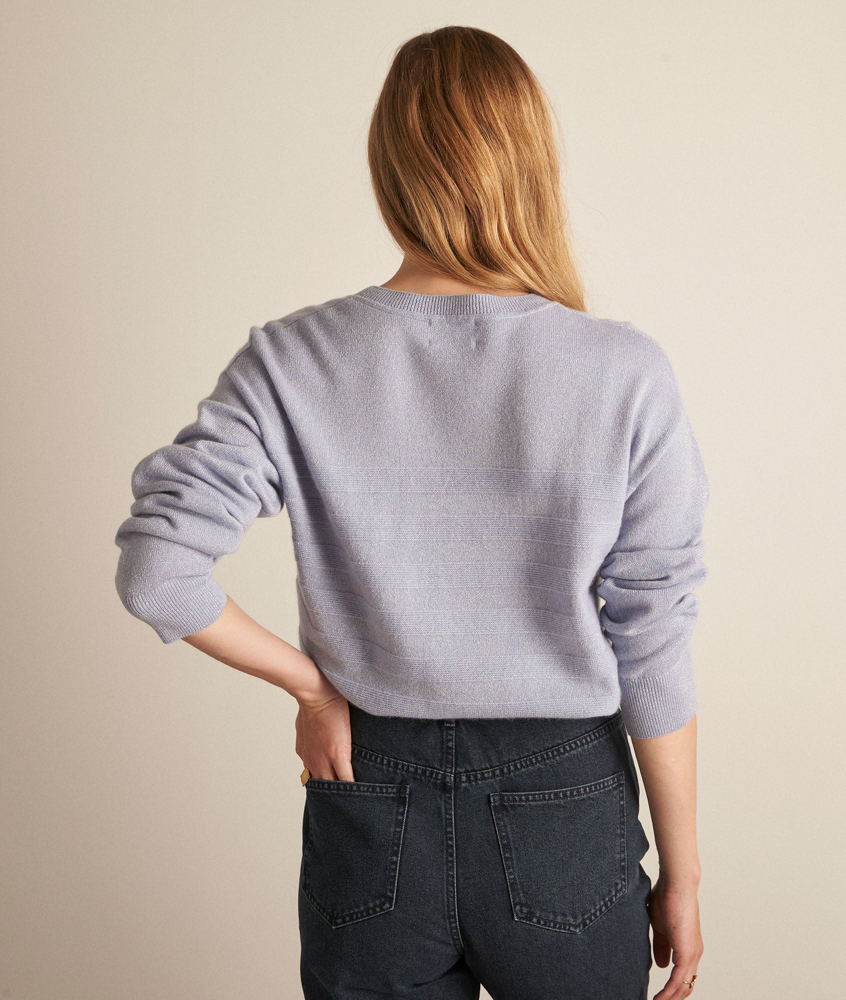 Pull en cachemire recyclé 2 fils bleu ciel Bettany Faume - seconde main