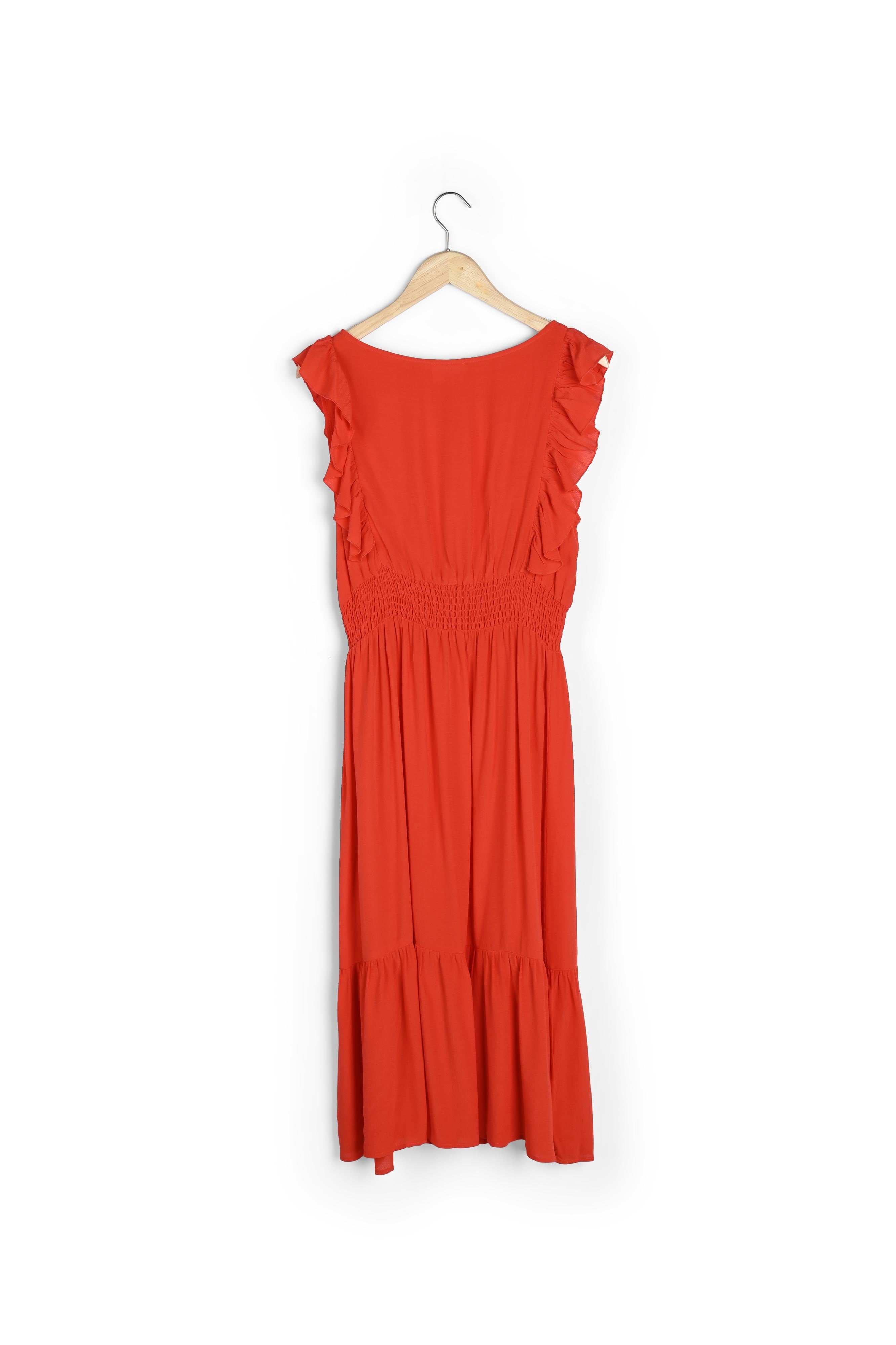 Robe mi-longue rouge à volants Luce Faume - seconde main