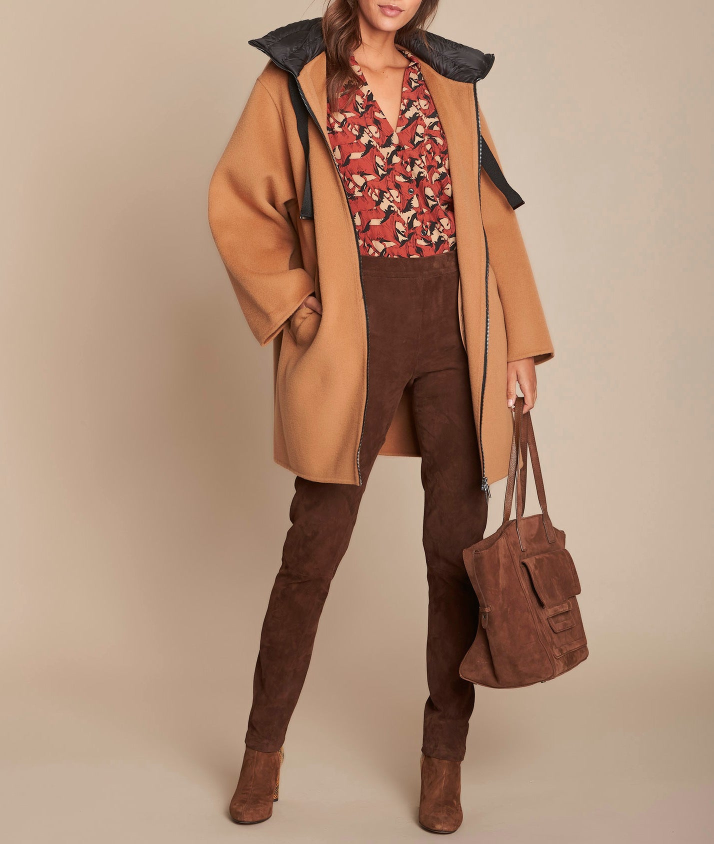 Manteau havane double face en laine Tanger Faume - seconde main