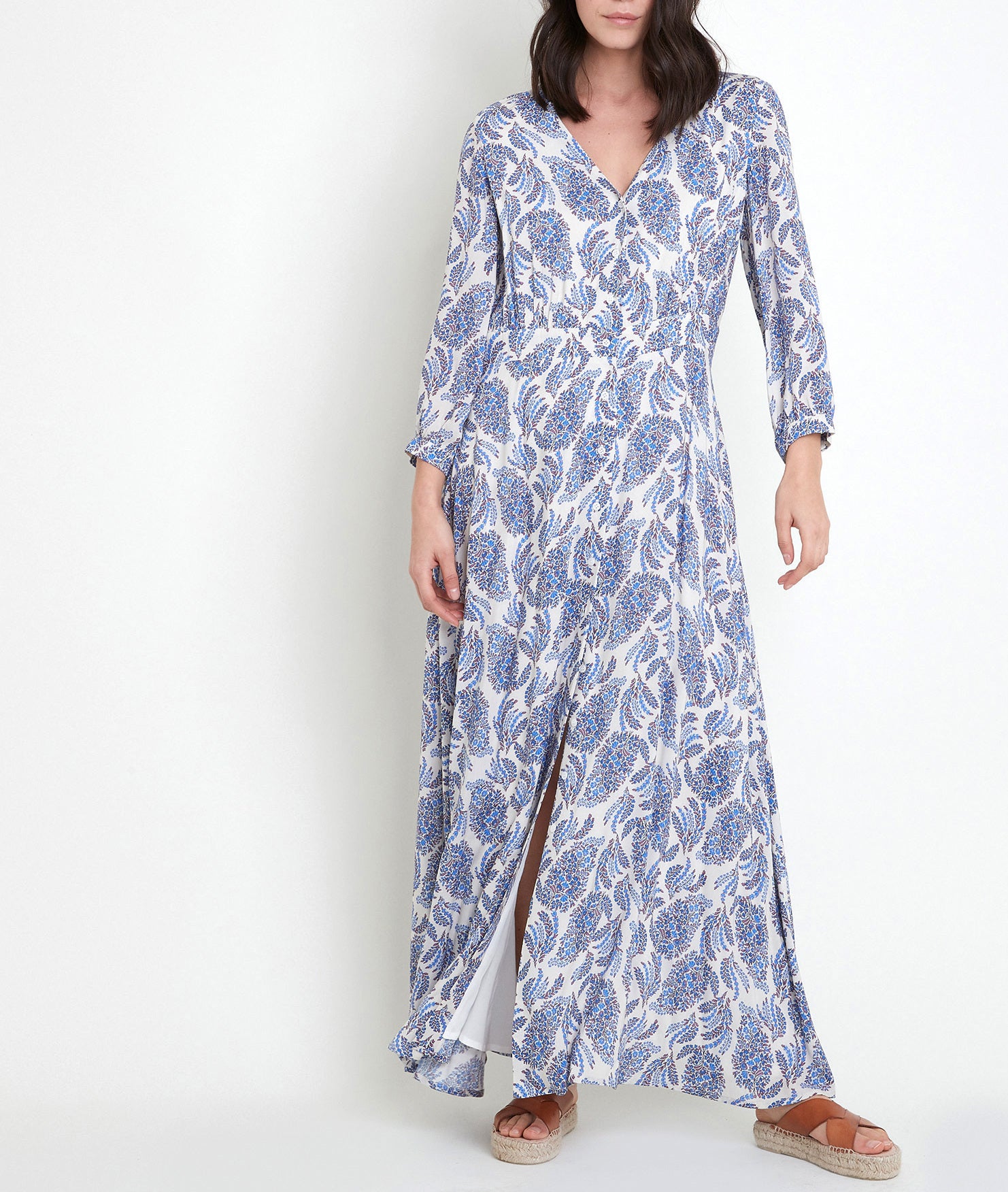 Robe longue mysotis imprimée Louvina Faume - seconde main