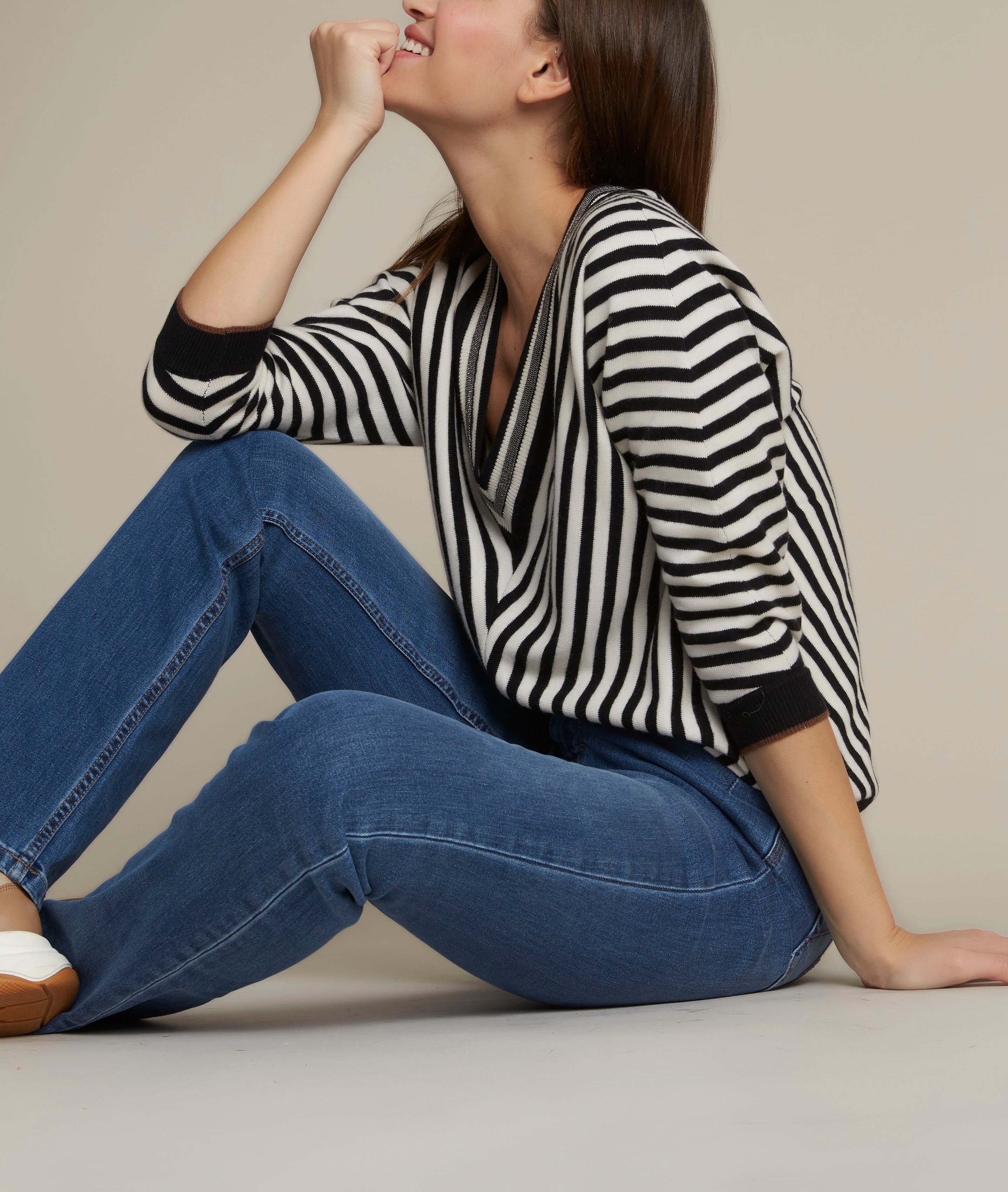 Pull rayé col V Dollar Faume - seconde main