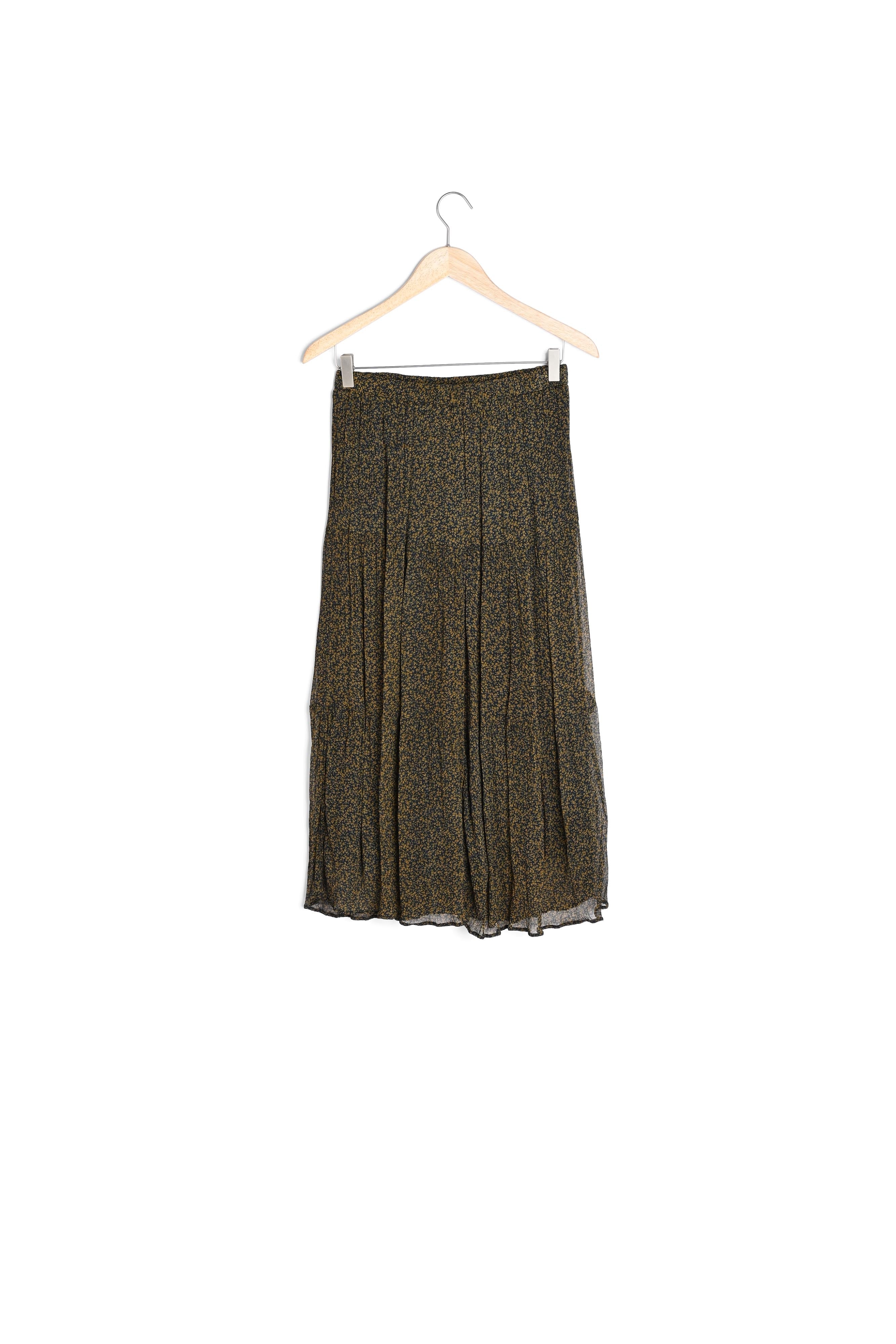 Jupe longue imprimée bronze et marine Ginko Faume - seconde main