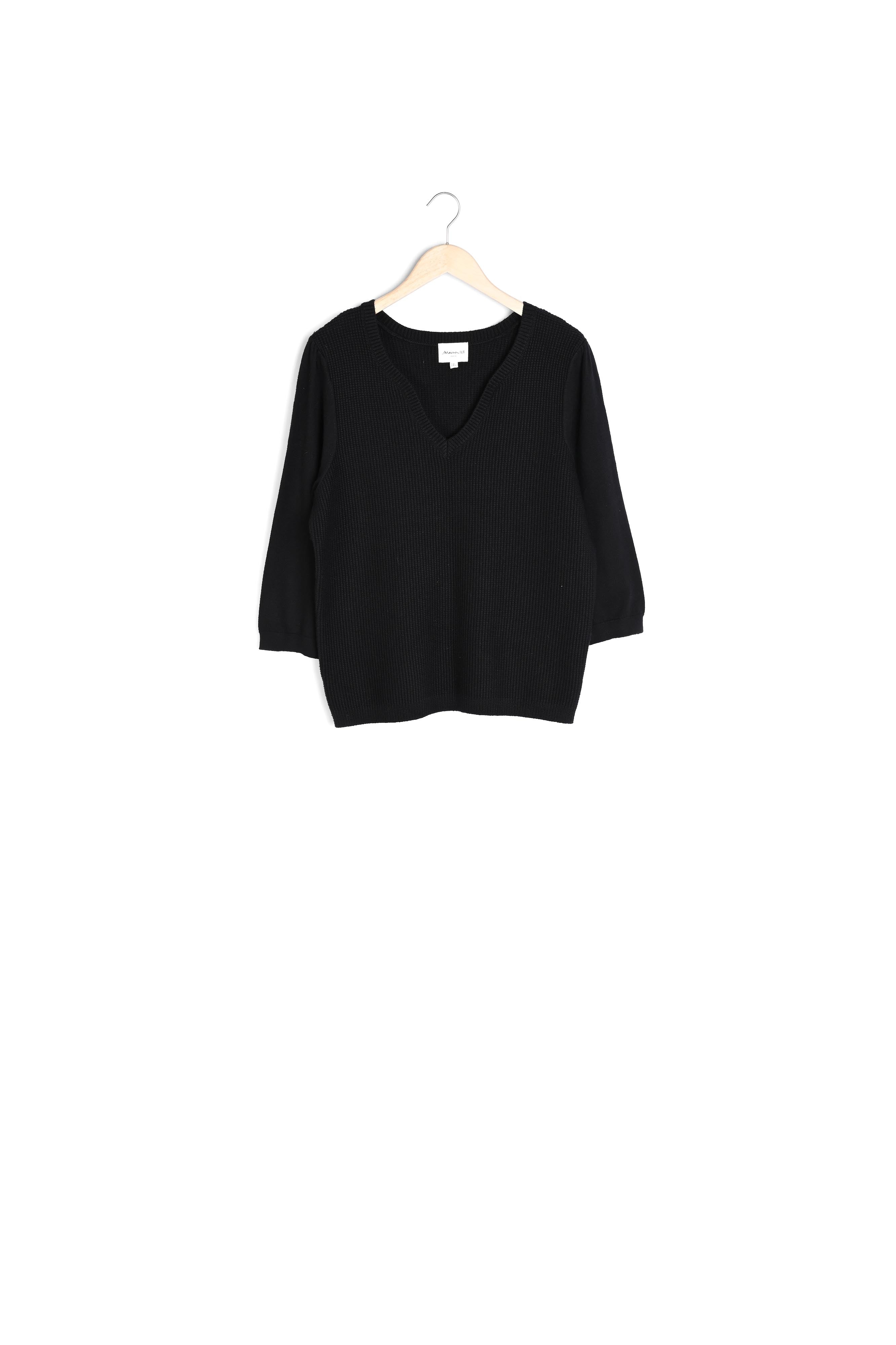 Pull bi-matière à col V ondulé Théa Faume - seconde main