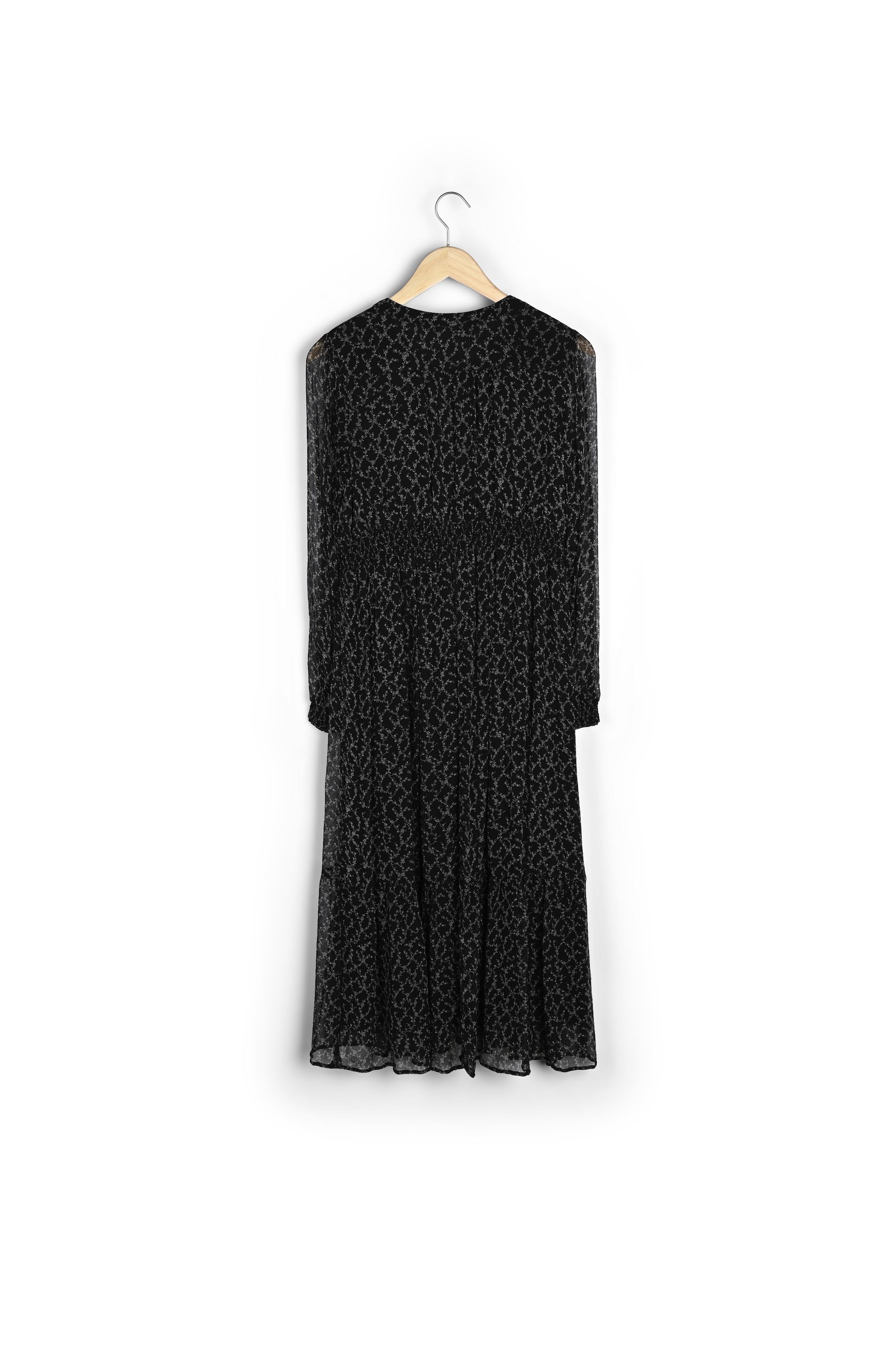 Robe longue boutonnée imprimée noire Seline Faume - seconde main