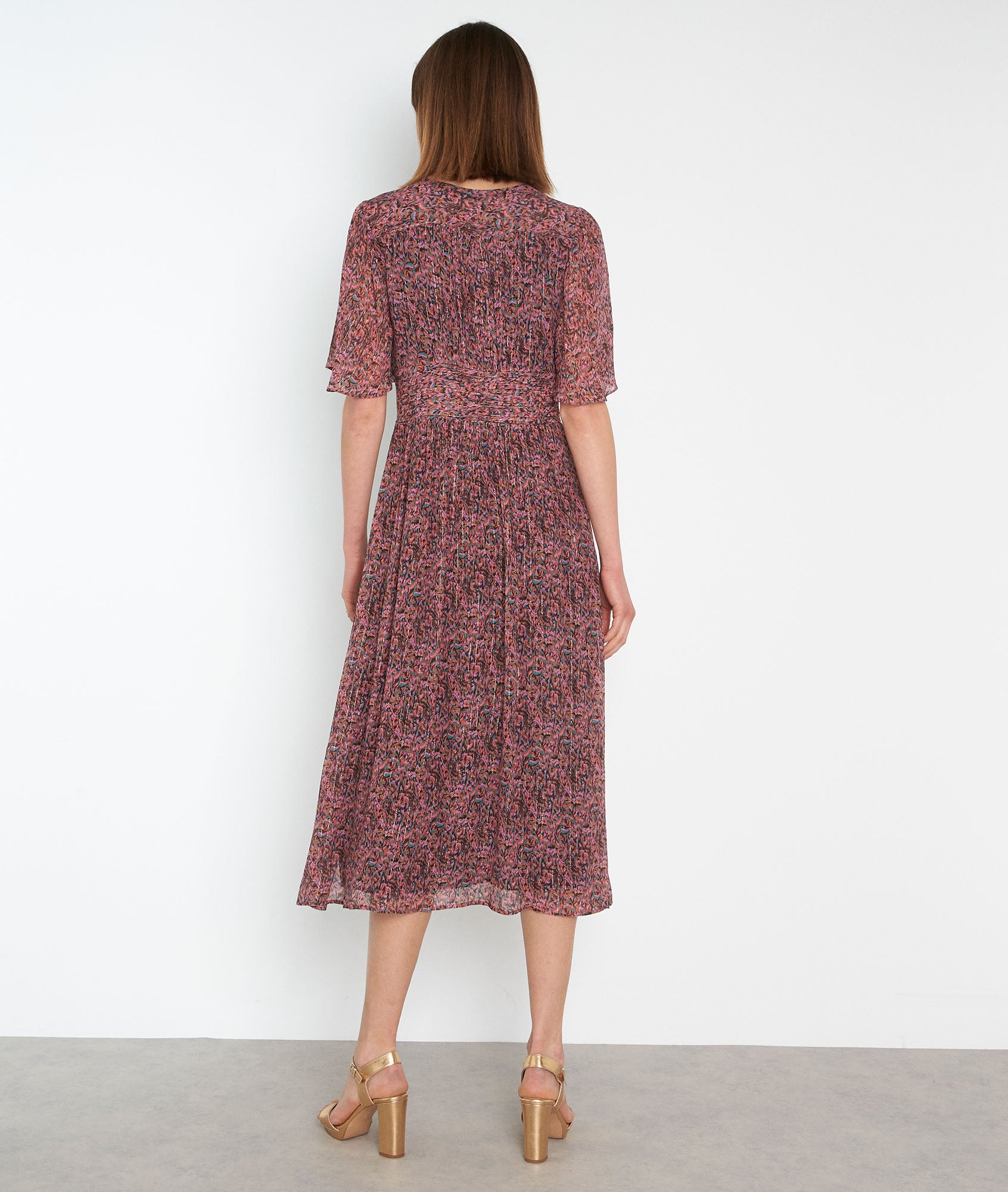 Robe mi-longue imprimée rose Nervane Faume - seconde main