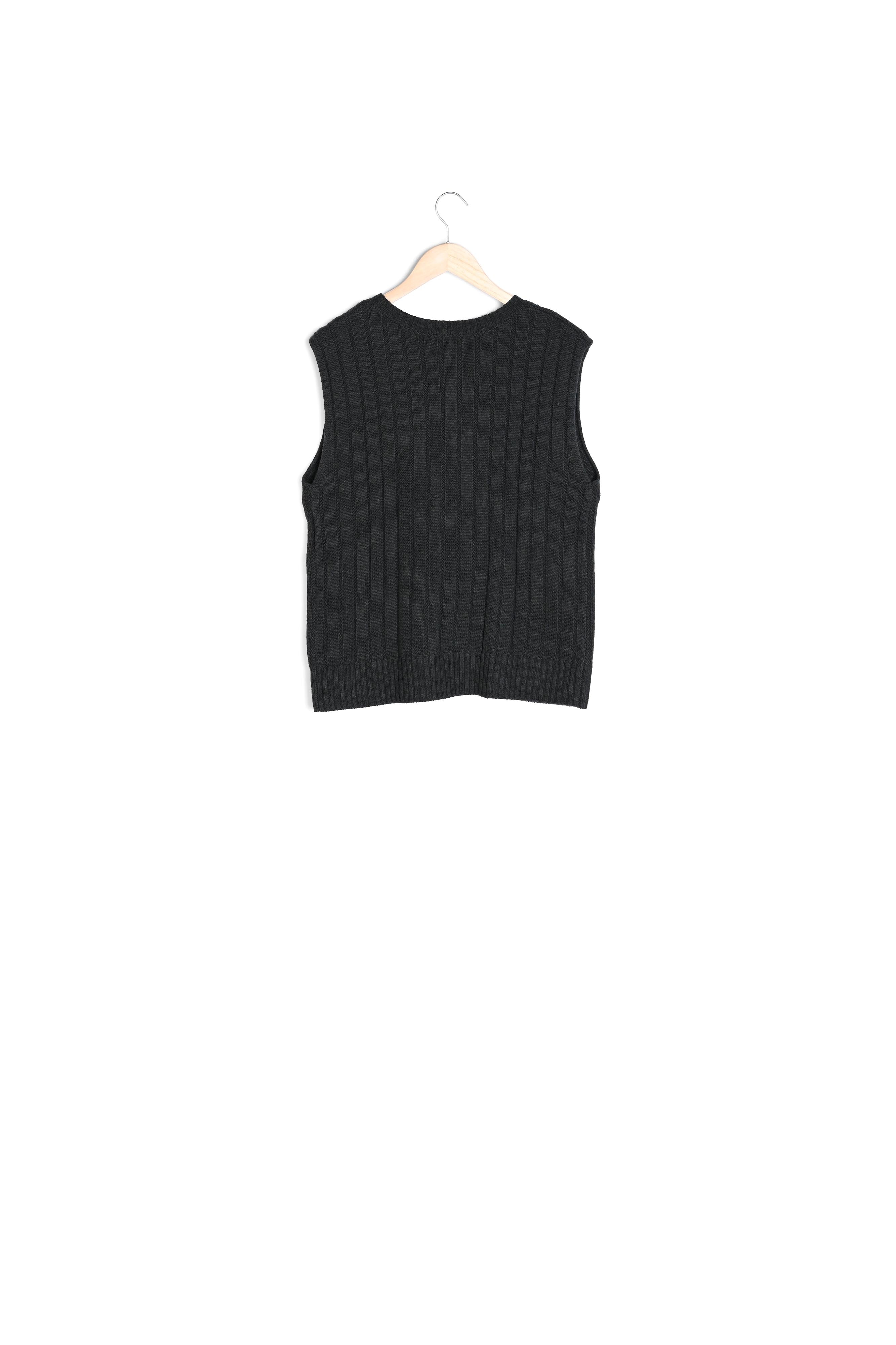 Pull sans manches vert en laine responsable et yack Balentin Faume - seconde main