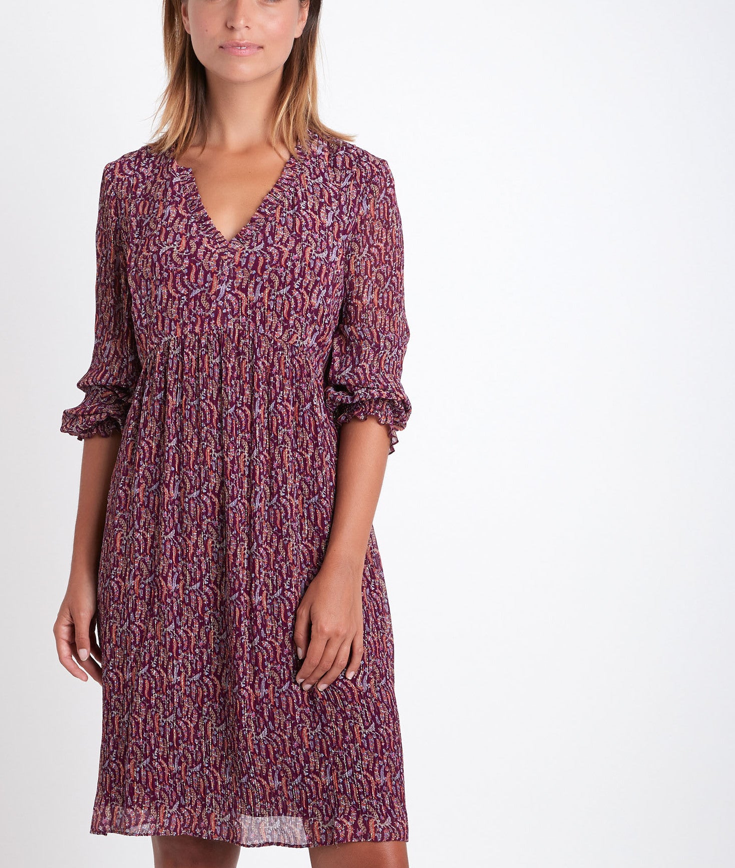 Robe grenat imprimée Colombe Faume - seconde main