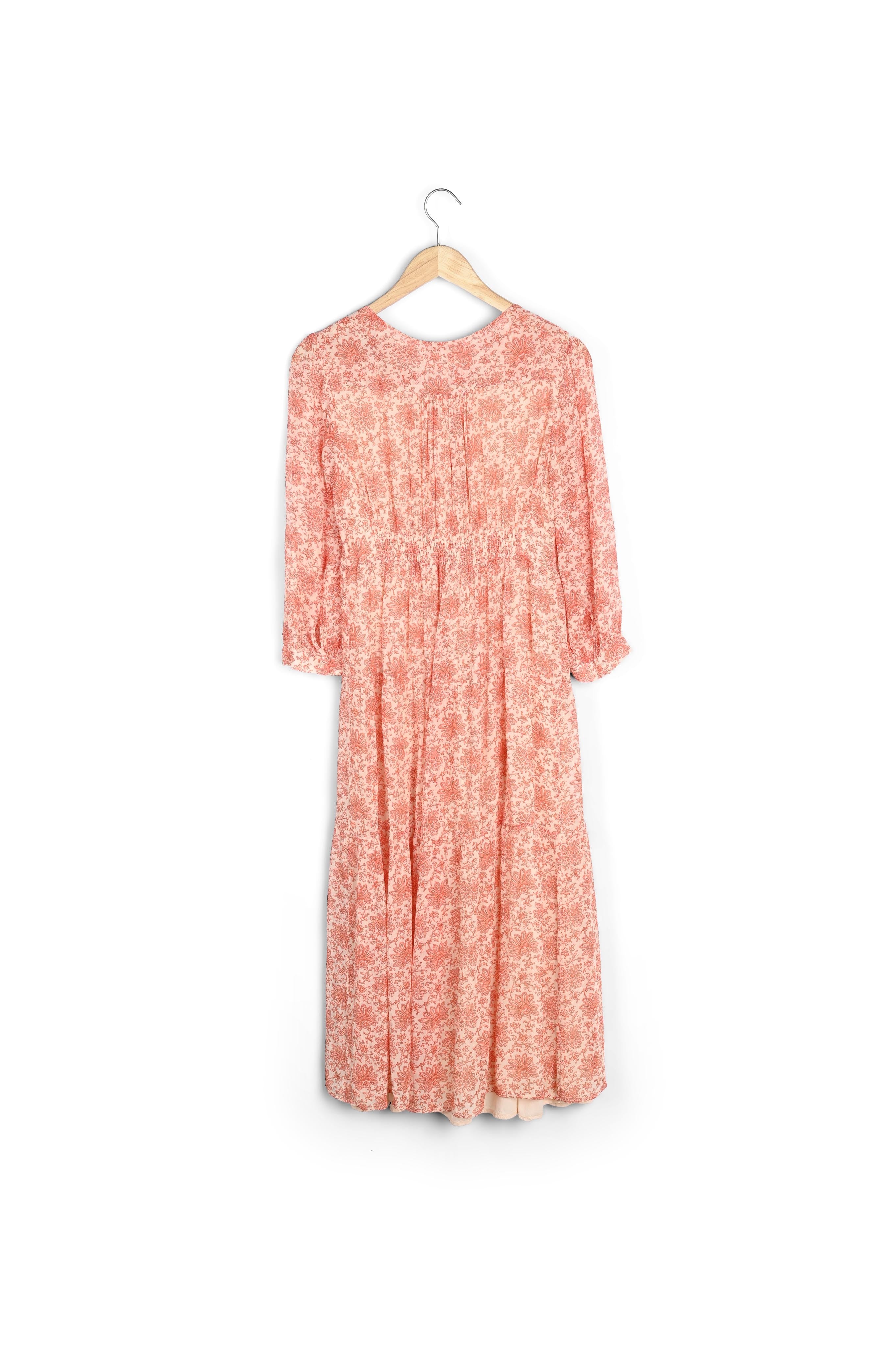 Robe longue vaporeuse imprimé pêche Souad Faume - seconde main