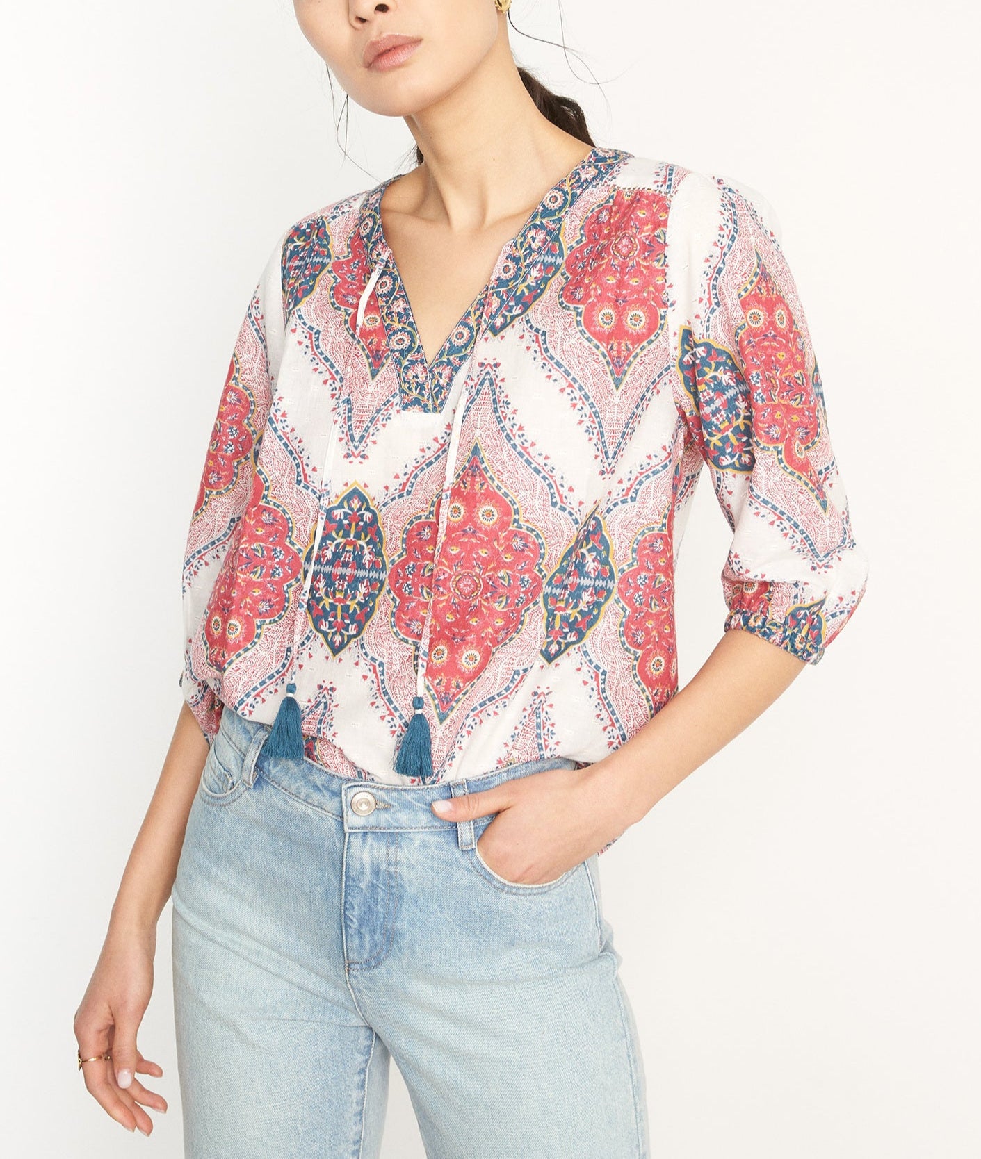 Blouse imprimé en coton rose Cybile Faume - seconde main