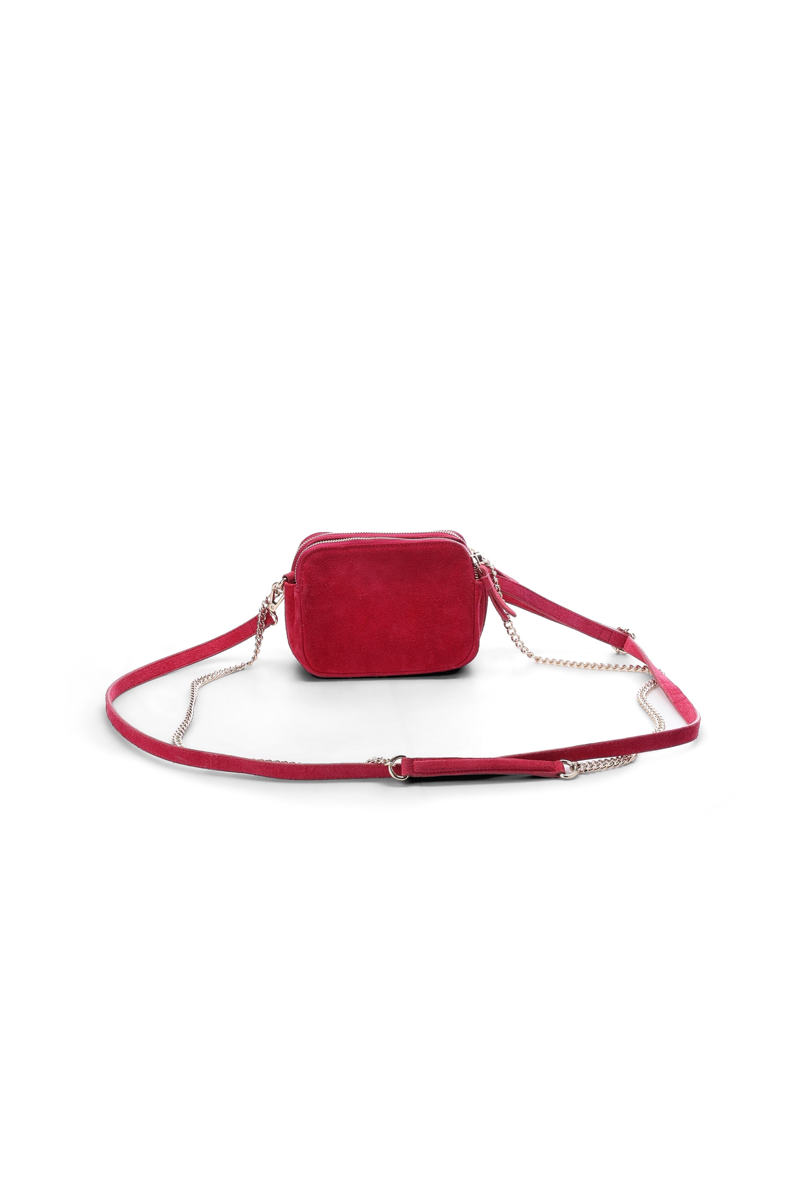 Mini sac matelassé en cuir velours fuchsia Flavie Faume - seconde main