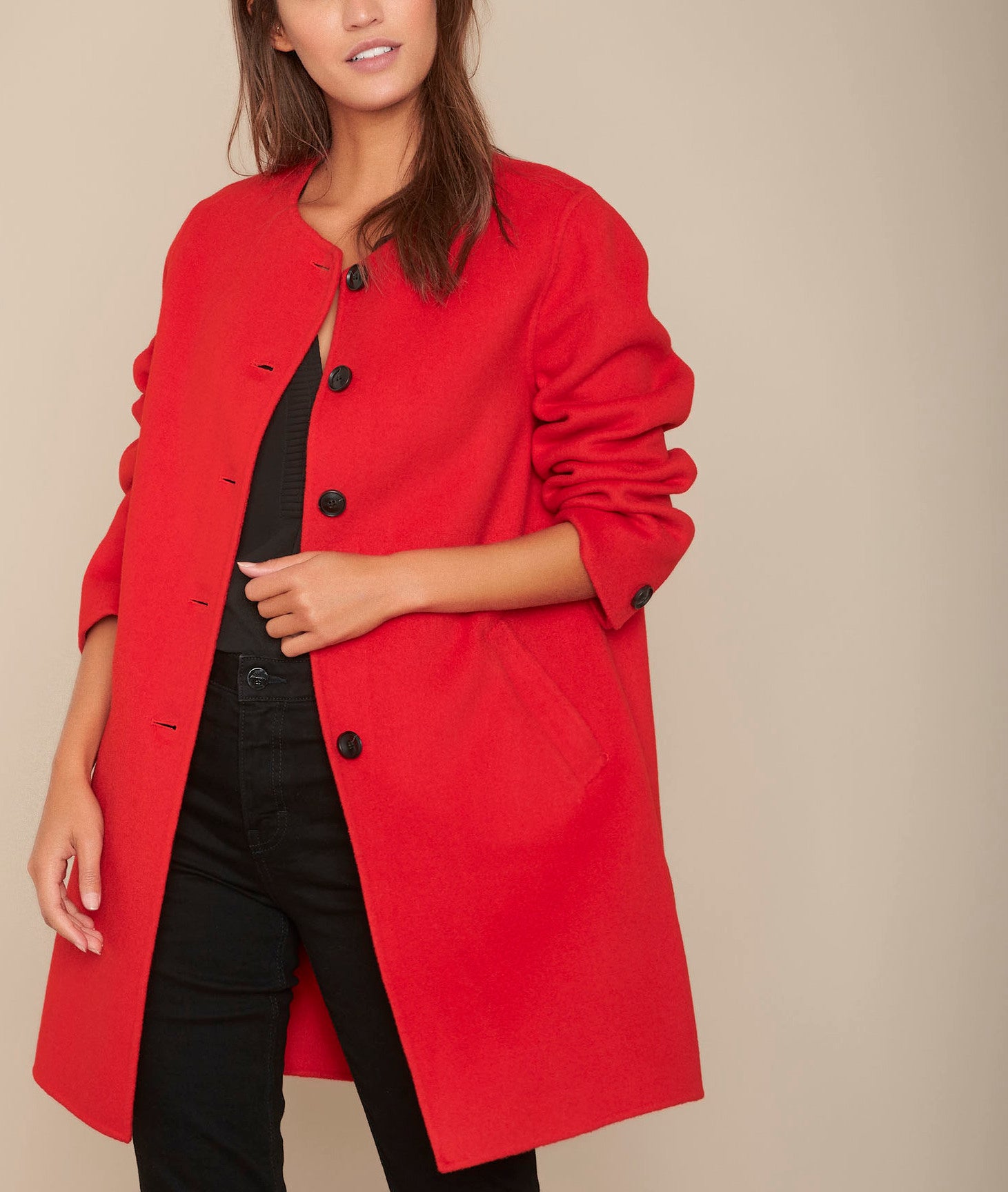 Manteau double face en laine tomette Thea Faume - seconde main