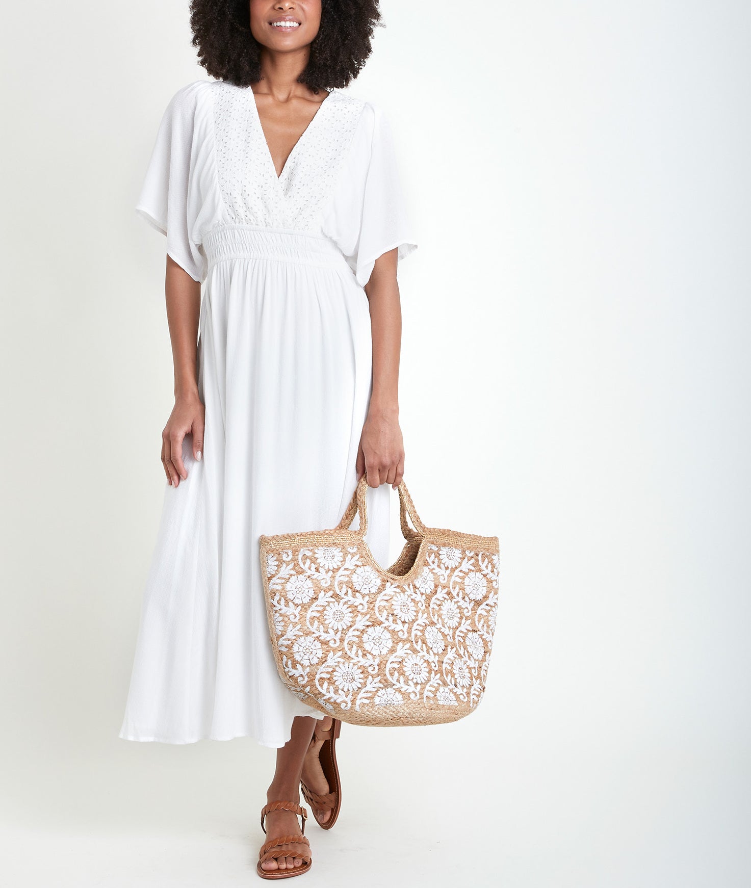 Robe écrue brodée Lauretta Faume - seconde main