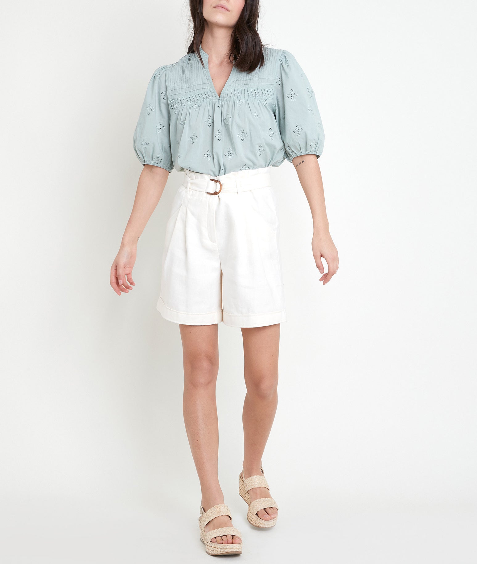 Short en lin certifié beige Fariel Faume - seconde main