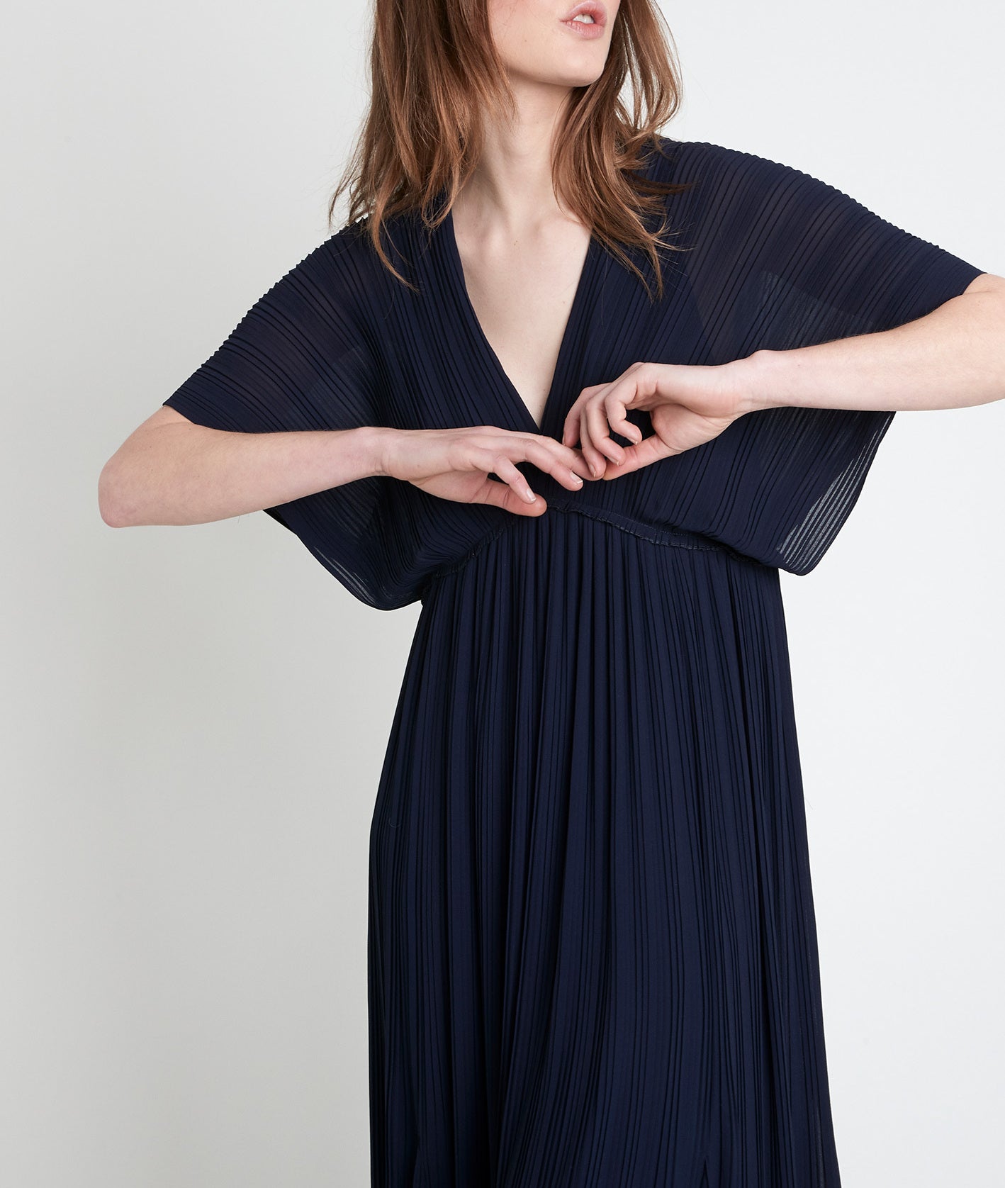 Robe longue plissée marine Marion Faume - seconde main