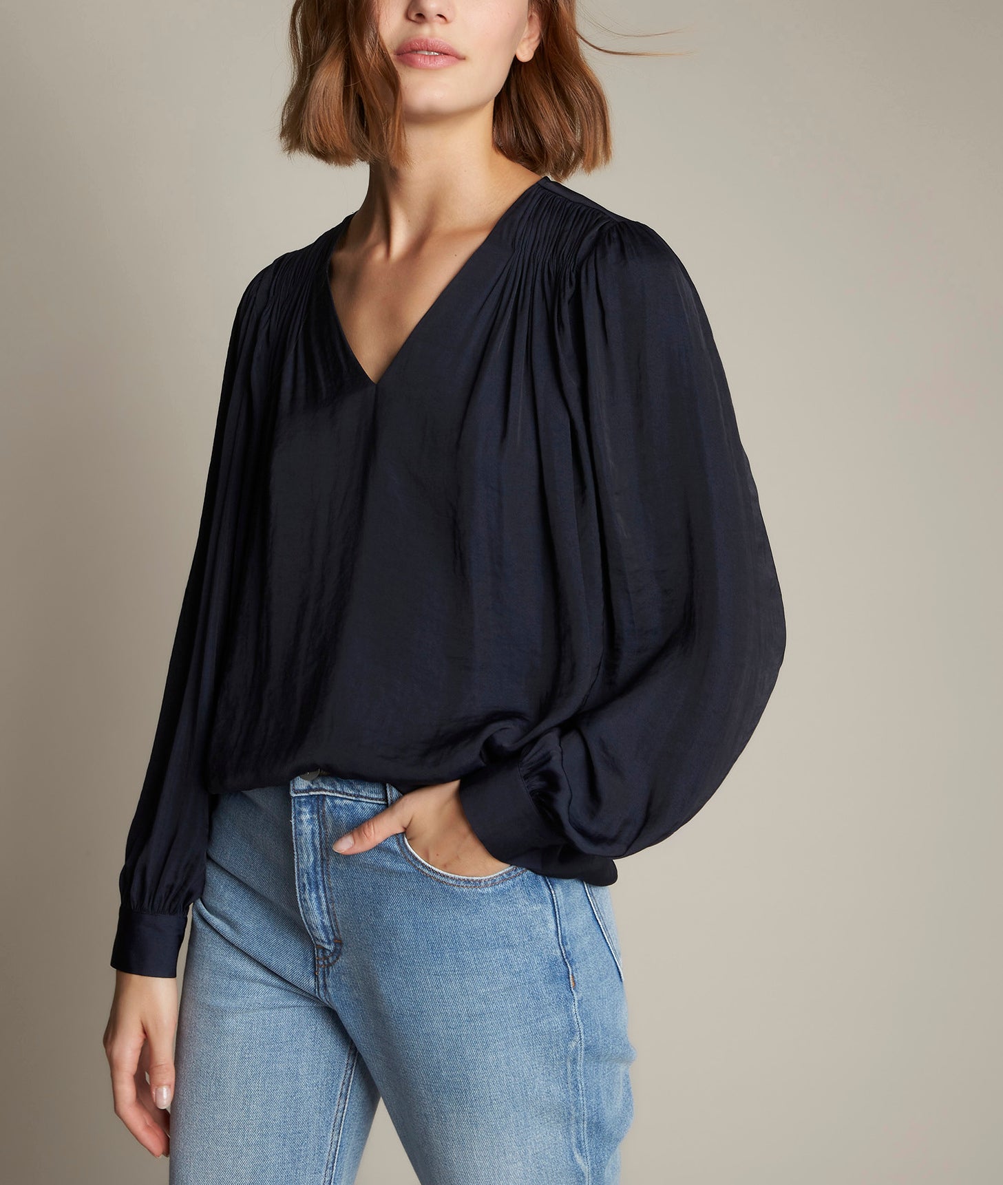 Blouse vaporeuse marine Elvera Faume - seconde main