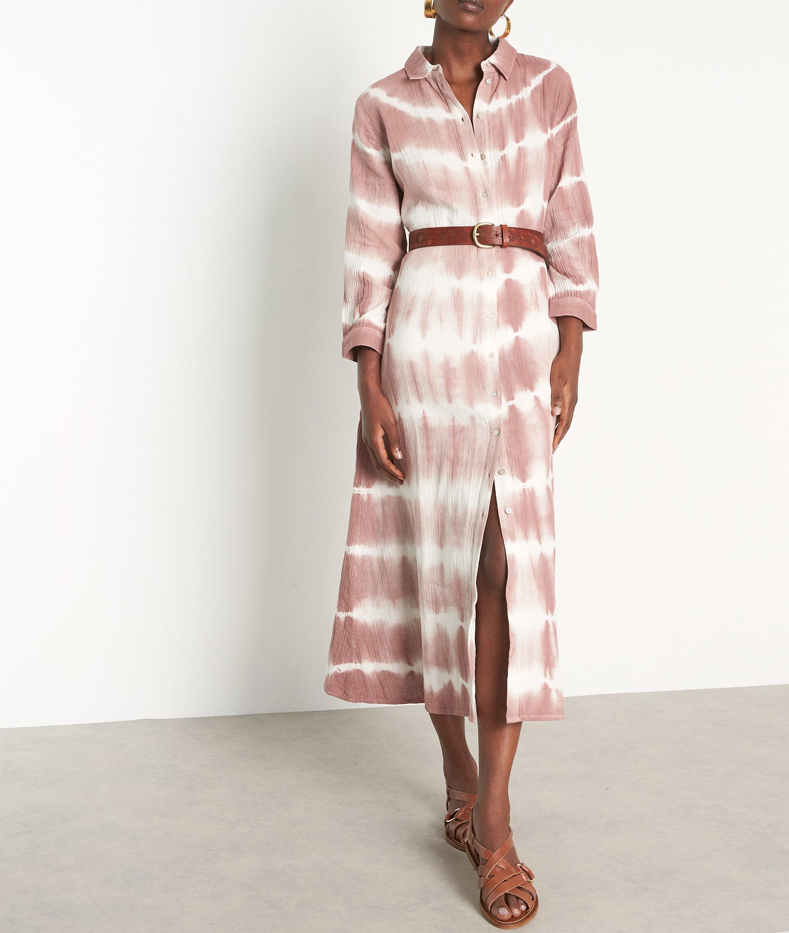 Robe longue tie and dye en coton poudre Laurice Faume - seconde main