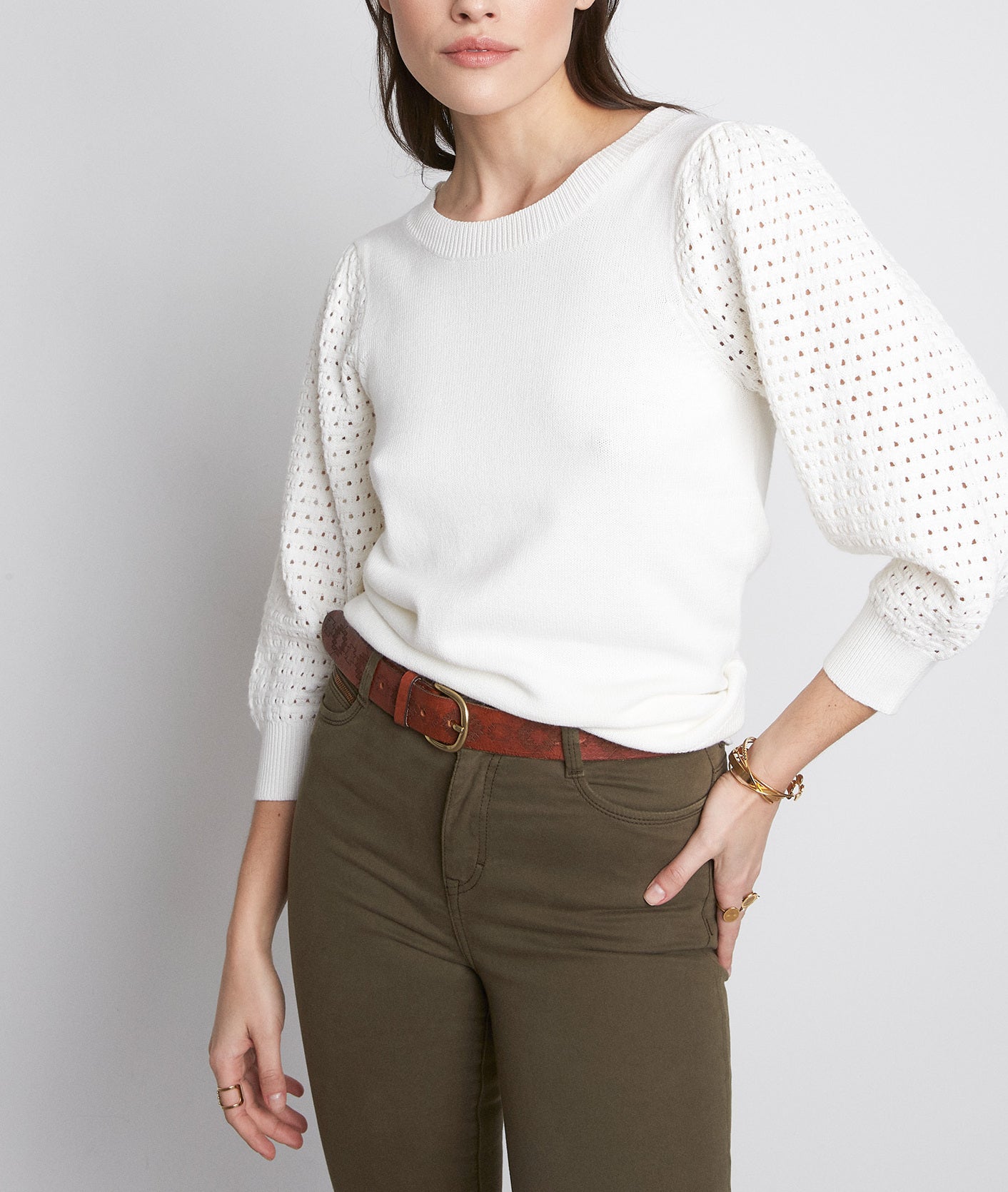 Pull à manches ajourées crème Pitt Faume - seconde main