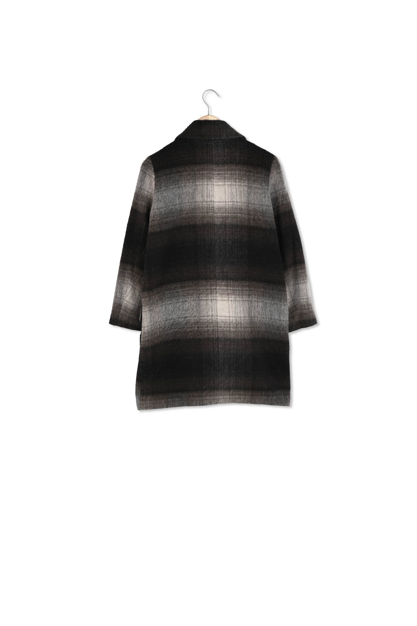 Manteau marron à carreaux en laine recyclée Martin Faume - seconde main