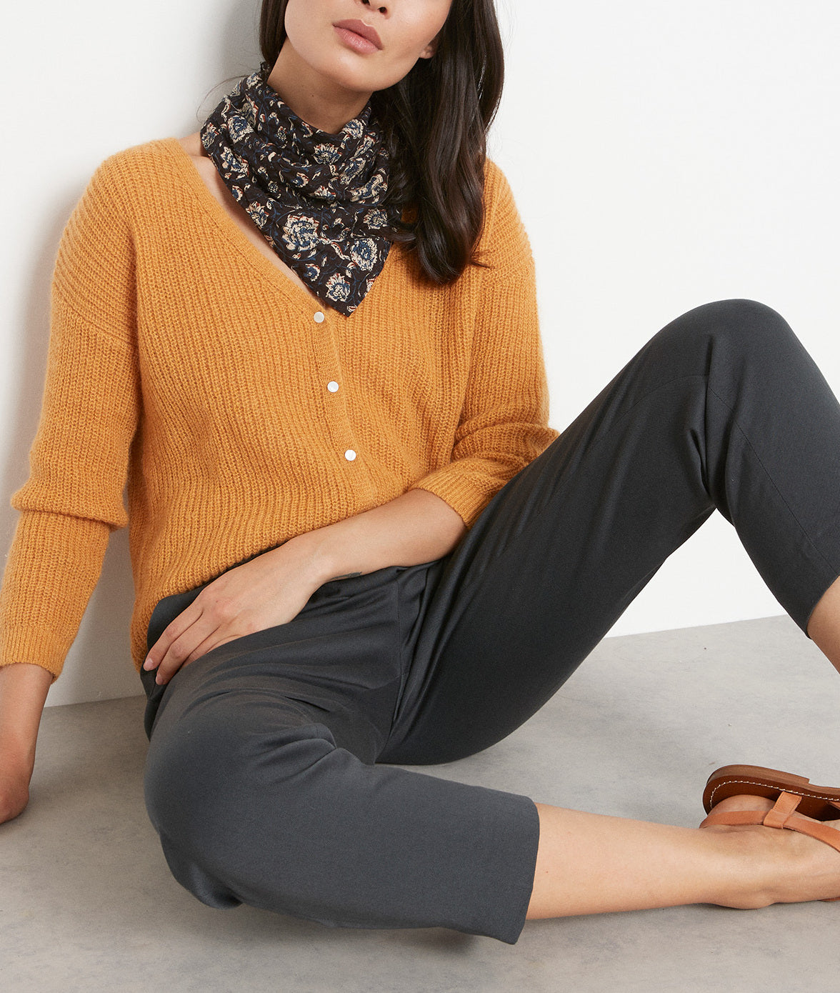 Pantalon taille haute fluide gris anthracite Simbad Faume - seconde main