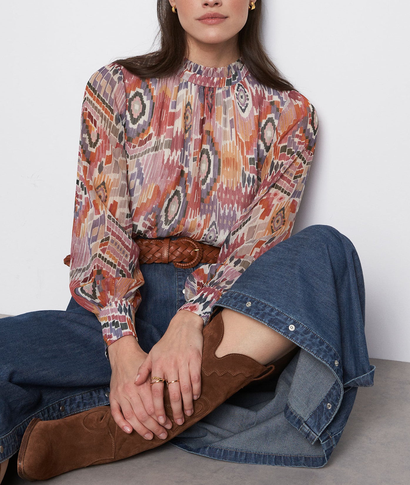 Blouse vaporeuse imprimée rose Lalicia Faume - seconde main